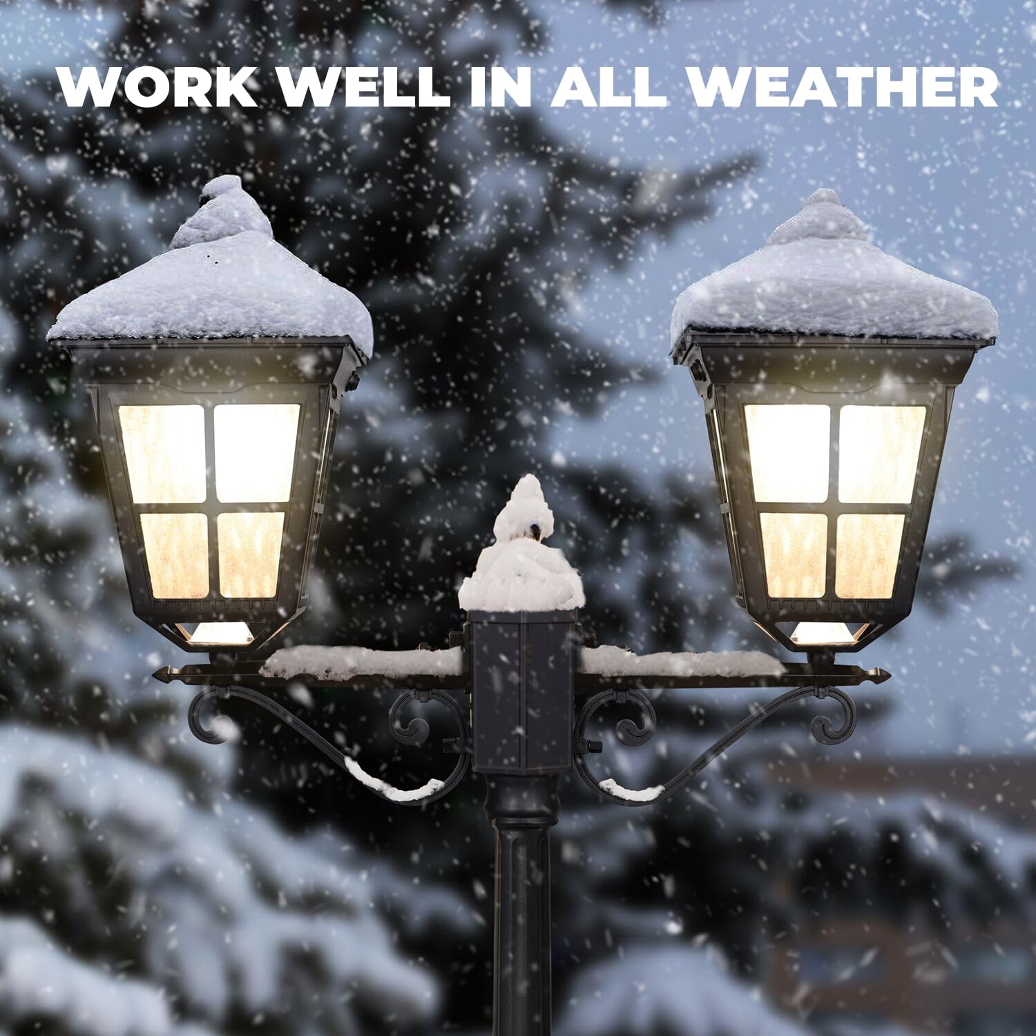 Kemeco Solar Lamp Post Light, ST4311AB1-2 Dusk to Dawn Outdoor Bright Street Post Light for Yard Garden Patio Walkway Driveway L