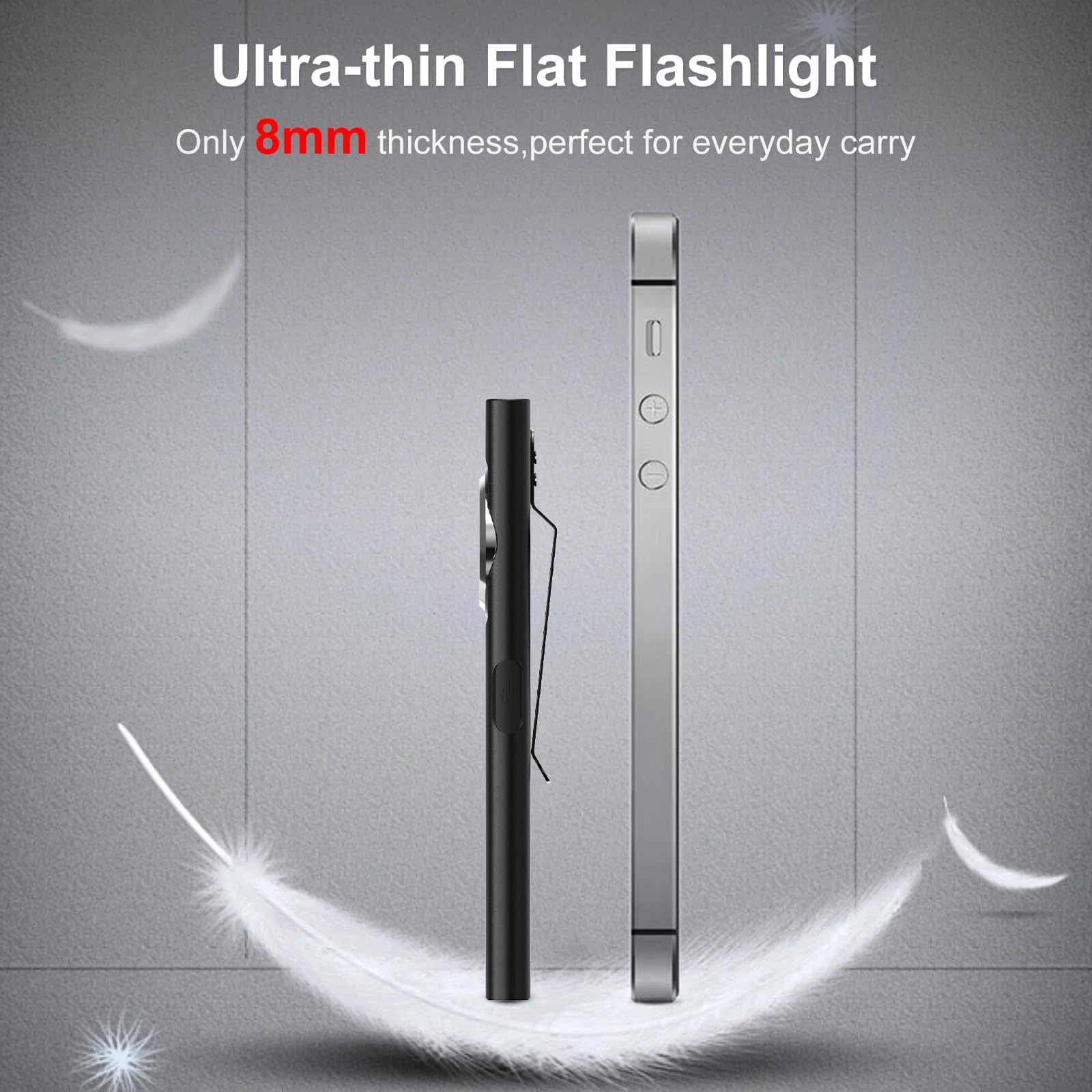Klarus E5 Pocket Flashlight, 600 Lumens, Rechargeable, USB-C, IPX4, Magnetic Base, Black, 4.2x1x0.3 inches