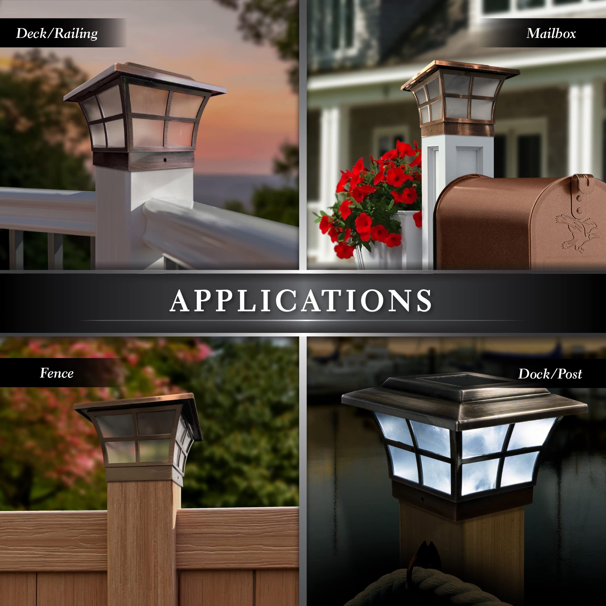 Classy Caps Sl079C Plated Prestige Solar Post Cap, 4&quot; X 4&quot;, Copper