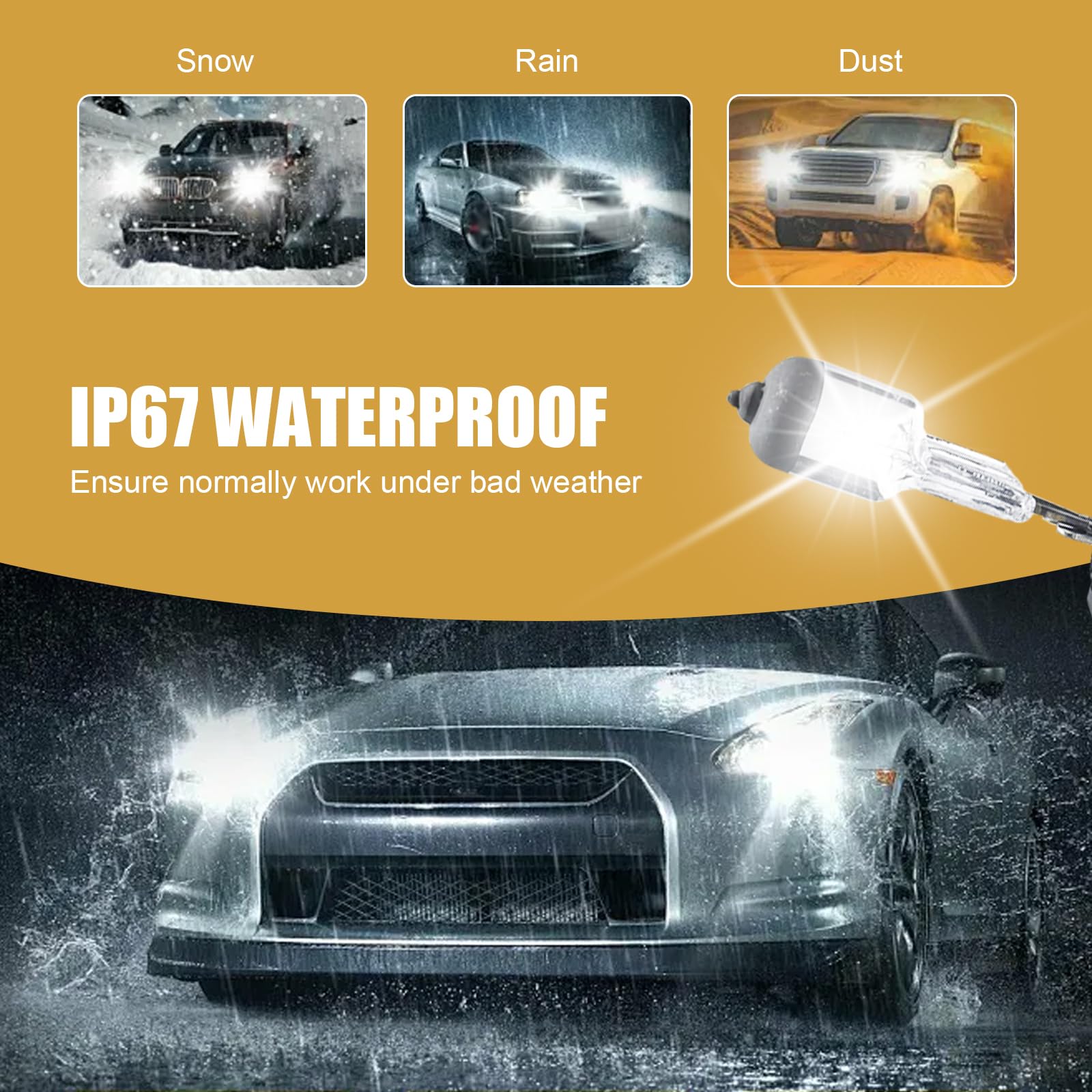 gunhunt Halogen Bulb 12V Ultra-bright Low/High Beam Fog Light Replacement 2 PCS White #881 GURSD1701WH-881-2PCS