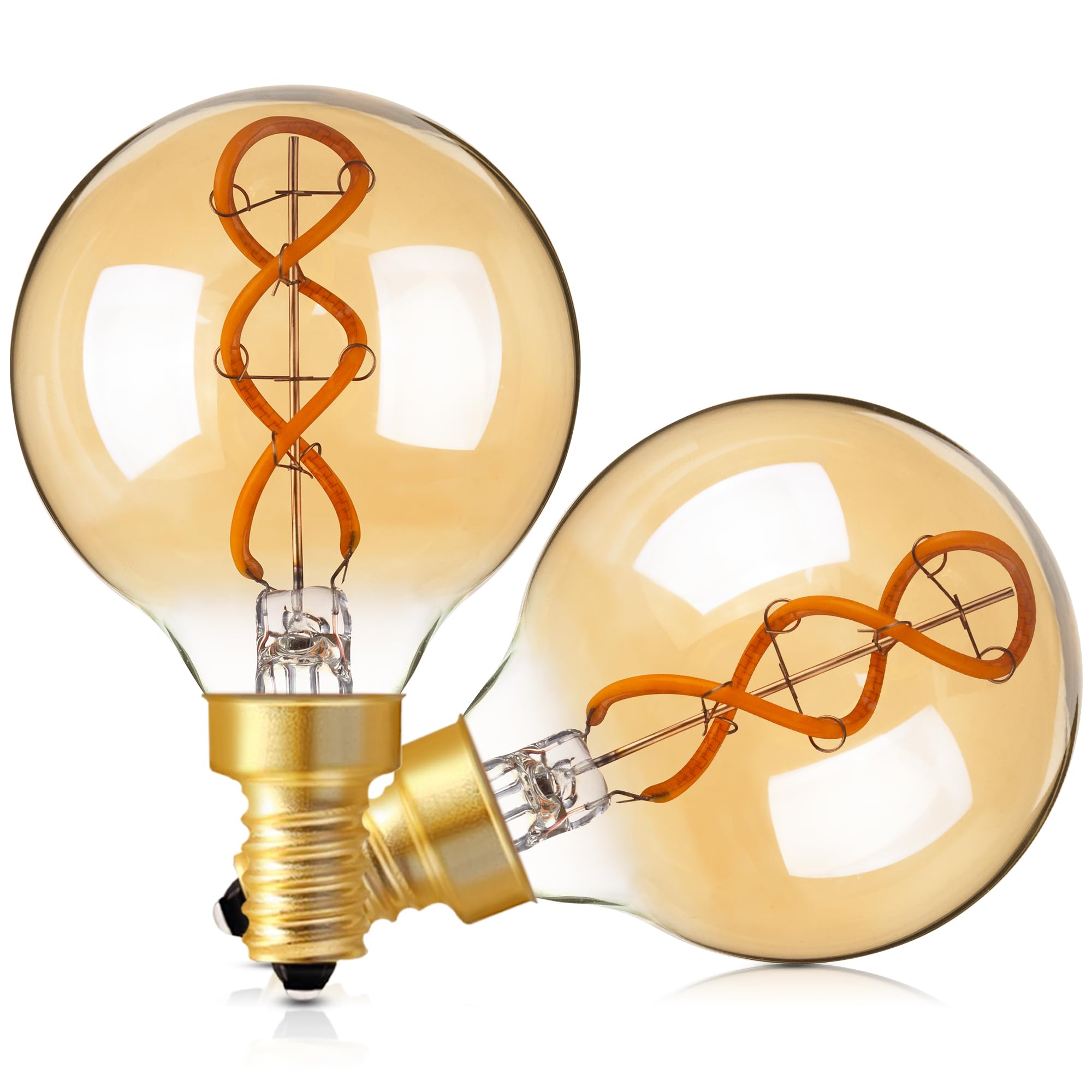 Genixgreen Dimmable LED Candelabra Bulb, Amber E12, 3W Equivalent, Soft White 2200K, 180LM, 2 Pack, Antique Style G16