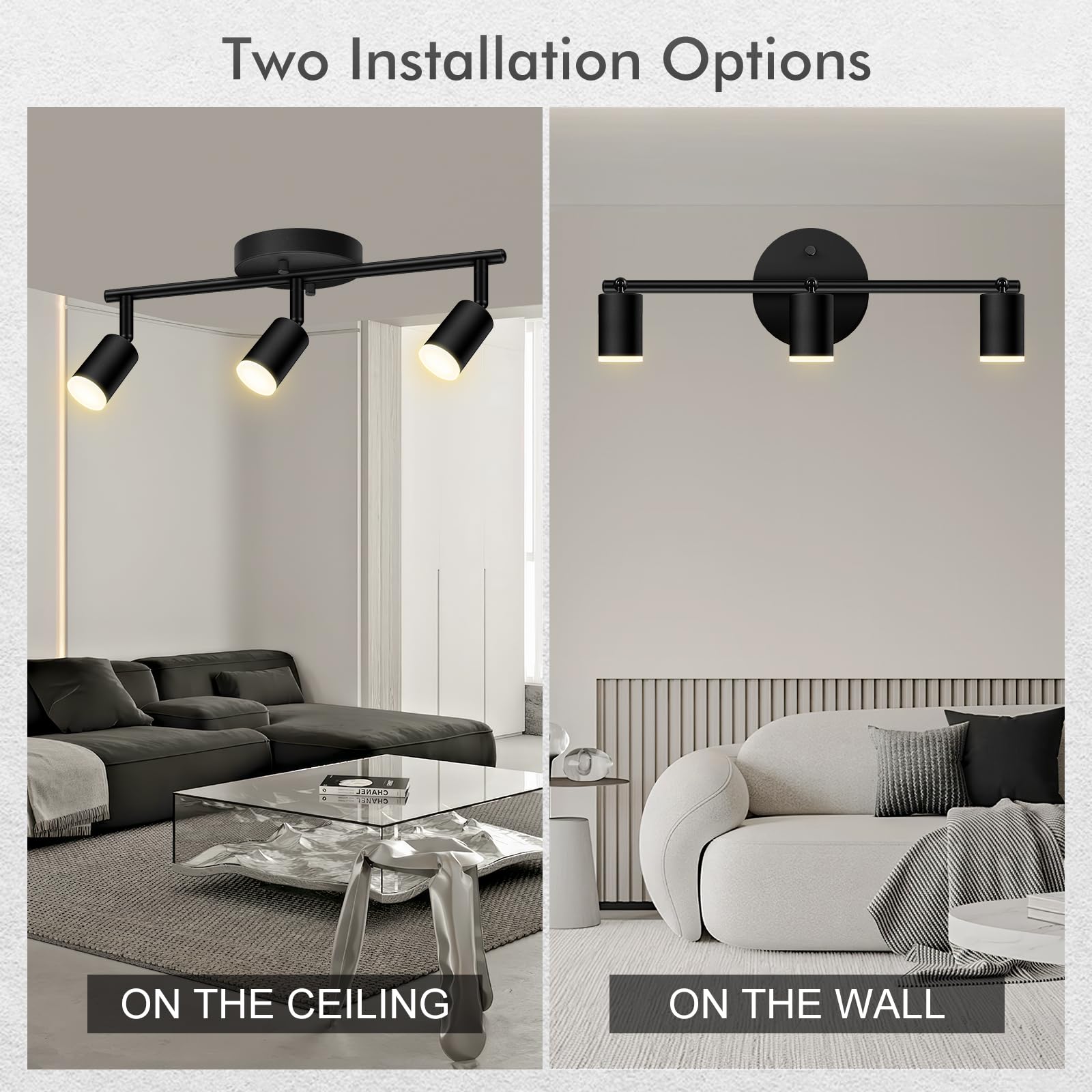 Auquee 3 Light Track Lighting Fixtures Ceiling  12W/2700K Black Track Lighting With Acrylic Lampshade & Rotatable Light Heads  20000Hrs Lifespan  Modern Led Track Lights Ceiling For Kitchen/Hallyway