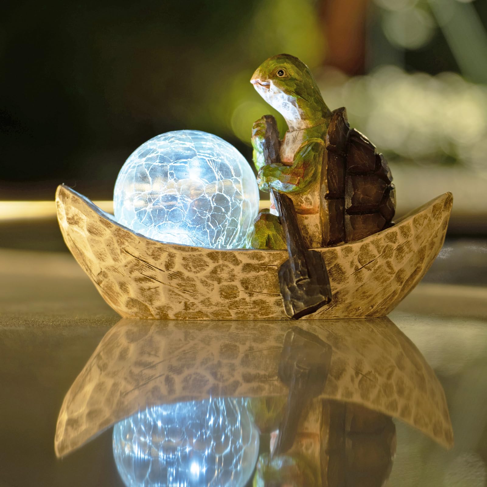 Rezpuao Garden Statue of Turtle,Garden Decor Turtle Figurine,Turtle Outdoor Statue,Solar Turtle Decor for Patio,Balcony,Yard,Law
