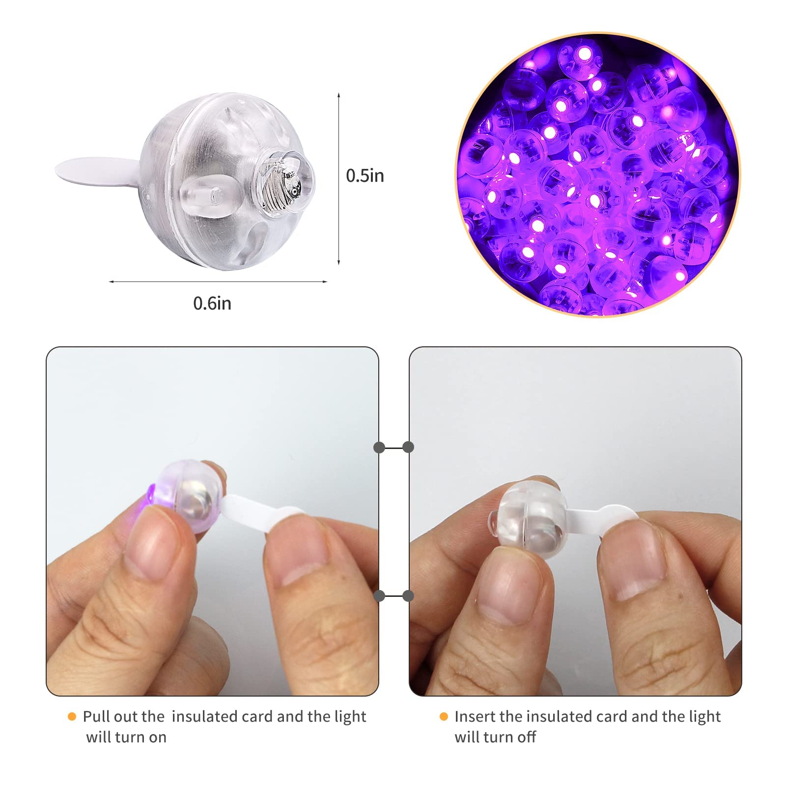 Aogist 100Pcs Purple Balloon Lights,Long Standby Time Waterproof Mini Light,Battery Powered,Round Led Ball Lamp For Latex Balloon Paper Lantern Birthday Party Christmas Halloween Decorative