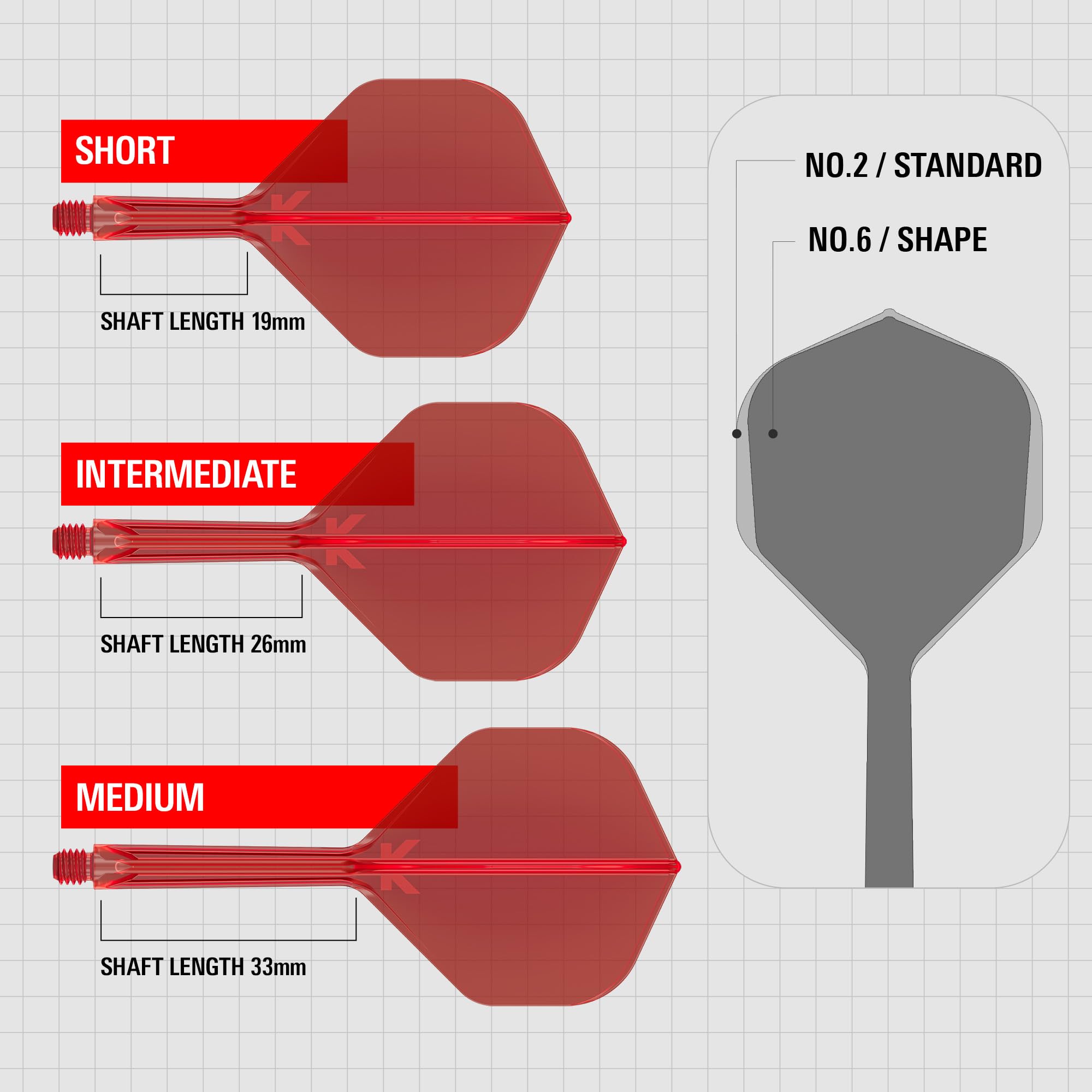 Target Darts K Flex Integrated Dart Flights And Shafts  No.2 Red (Medium) | Pack Of 3 K-Flex - No2  Kflex All In One Moulded Dart Flight & Stem | Professional Dart Accessories