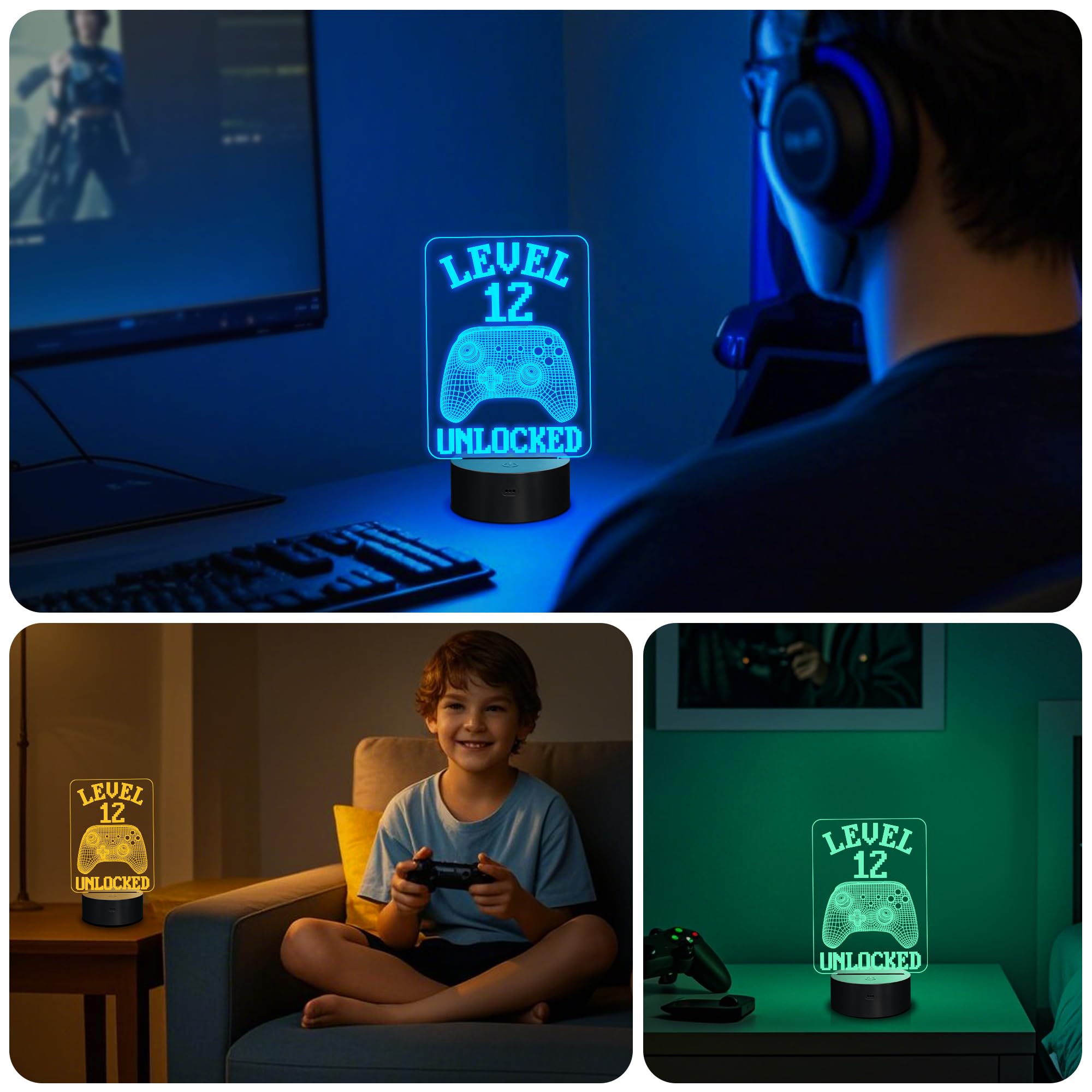 YuanDian Gaming Controller Graphic Lamp, 16 Colors, Touch & Remote Control, Model FS-2810-9999, Acrylic, Gift for Gamers, 12 Years Old