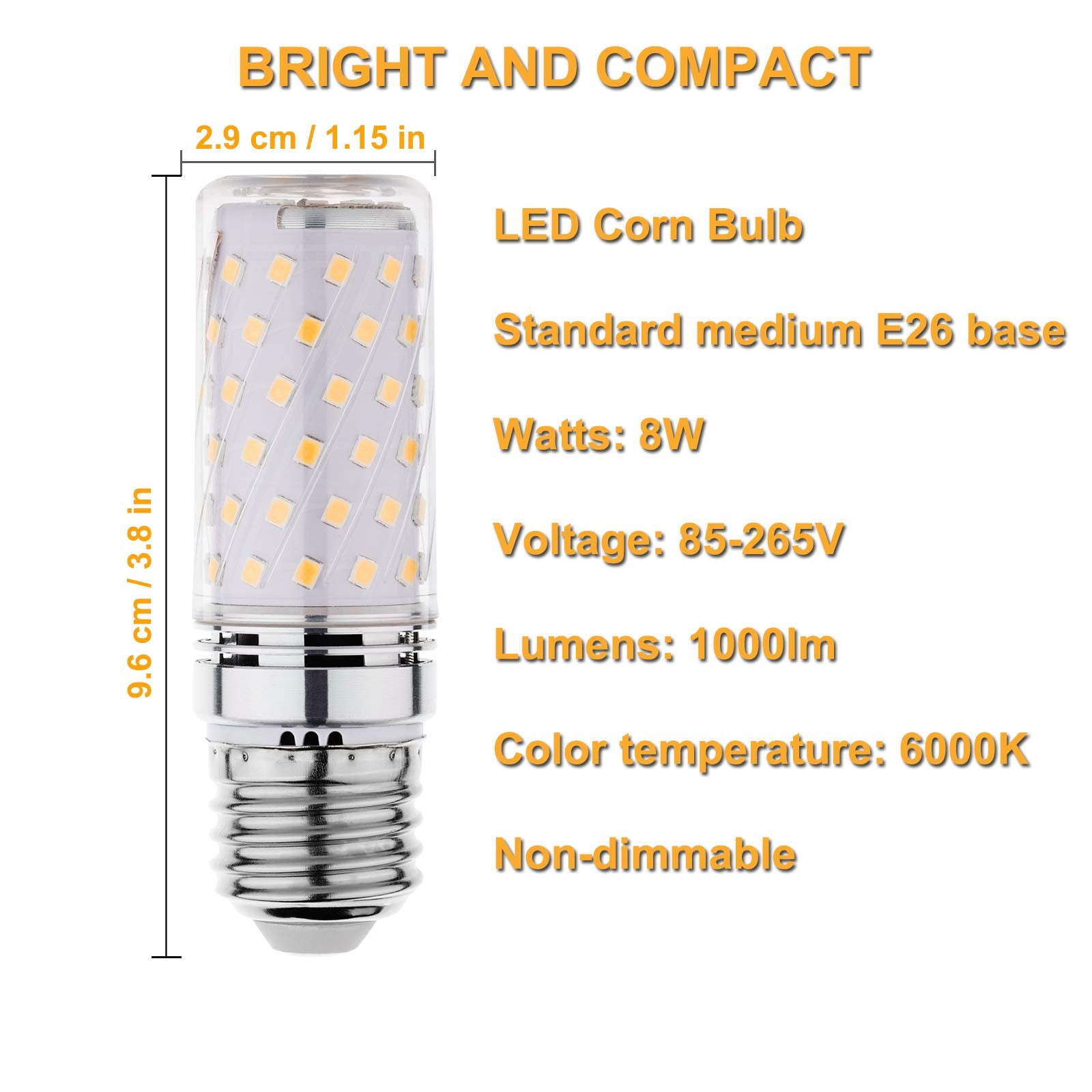 Rayhoo Led Light Bulbs Incandescent 80-100 Watts Equivalent, Standard Medium E26 Base,1000Lumens Non-Dimmable,4 Pack (White 6000