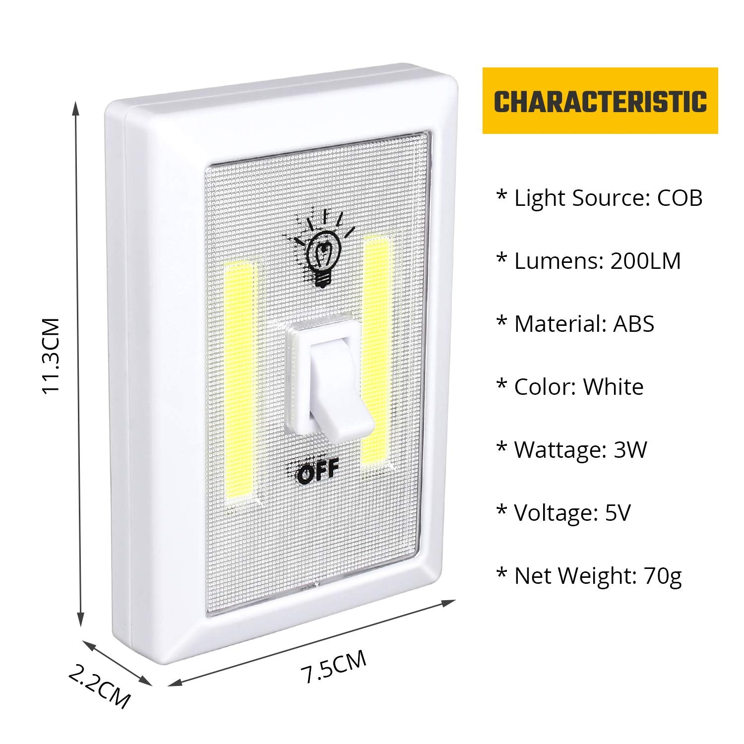 Lzonunl Battery Operated Closet Light - Super Bright Push Night Light, 4 Pack, White