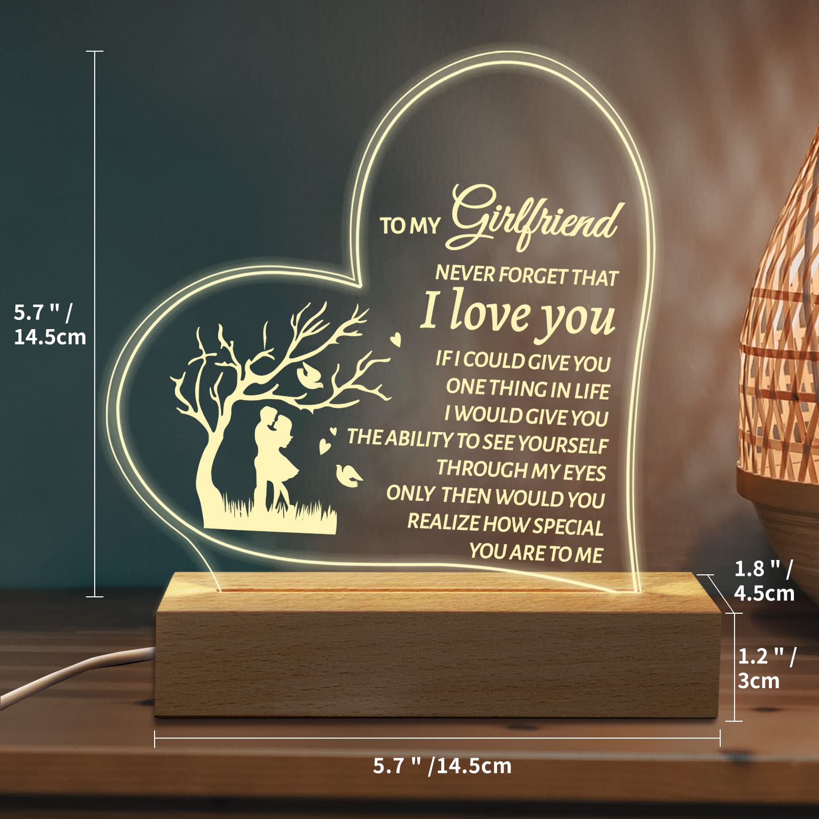 Hiipeenow Acrylic Engraved Night Light For Girlfriend - Perfect Birthday & Anniversary Gift