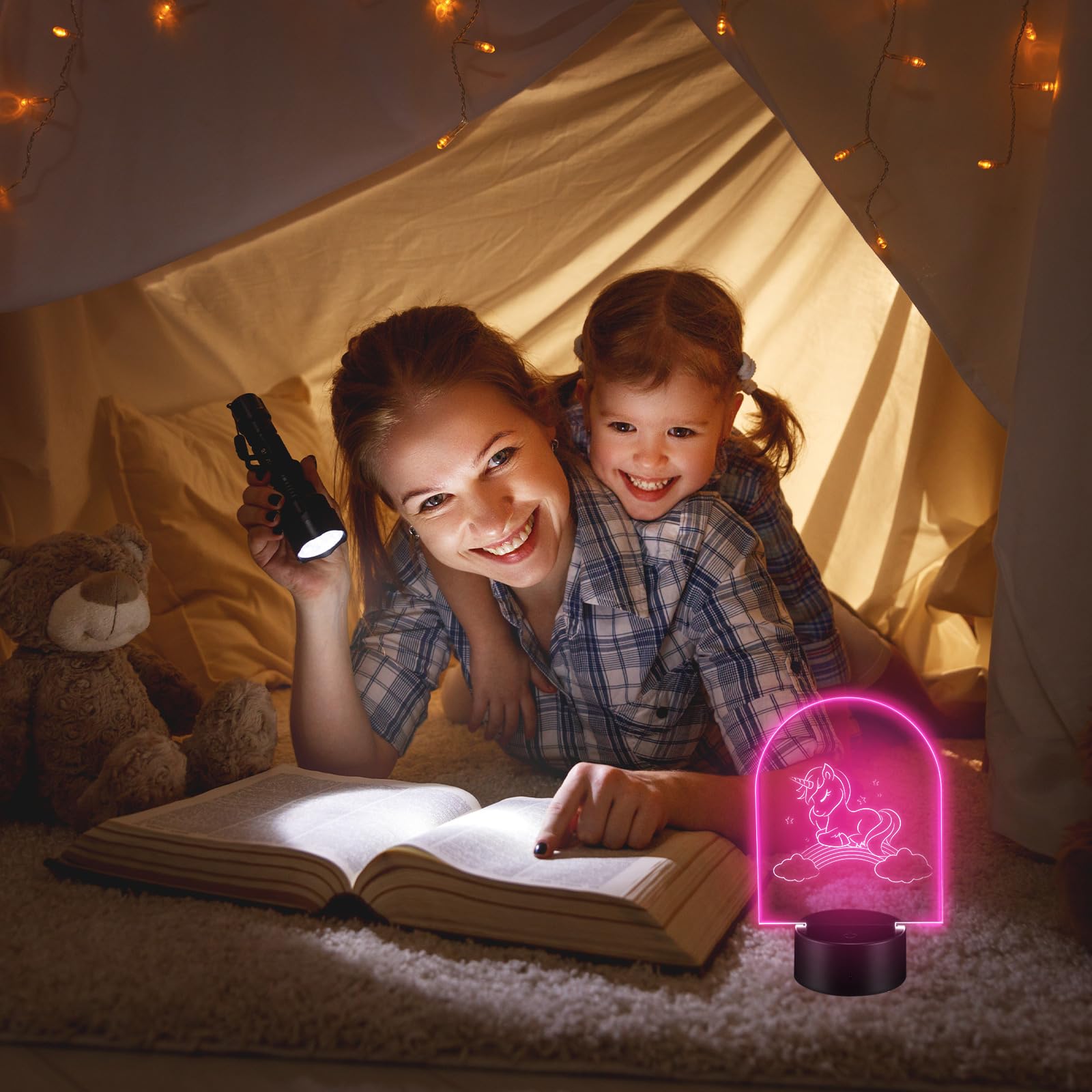Honoson 3D Night Light LED Lamp with Remote, 16 Colors, 4 Modes, Arch Style, Multicolor, Model DE-Honoson-4808