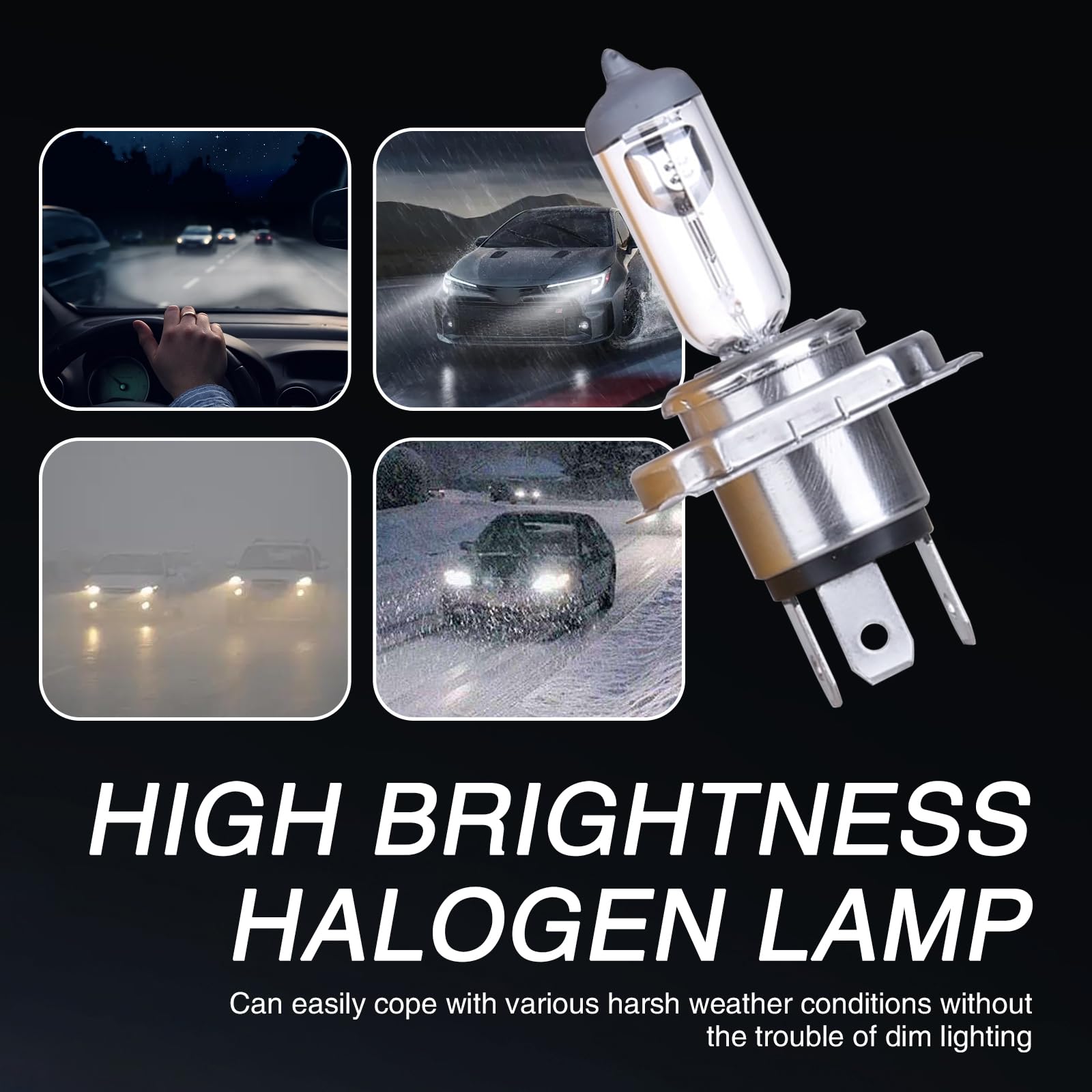 Awlbed 2 Pcs Car Halogen Fog Light Bulb  12V 55W Waterproof Glass Vehicle Spotlights Replacements  Universal Automotive High Beam Lighting Accessories For Truck Suv Car (White Light #H4)