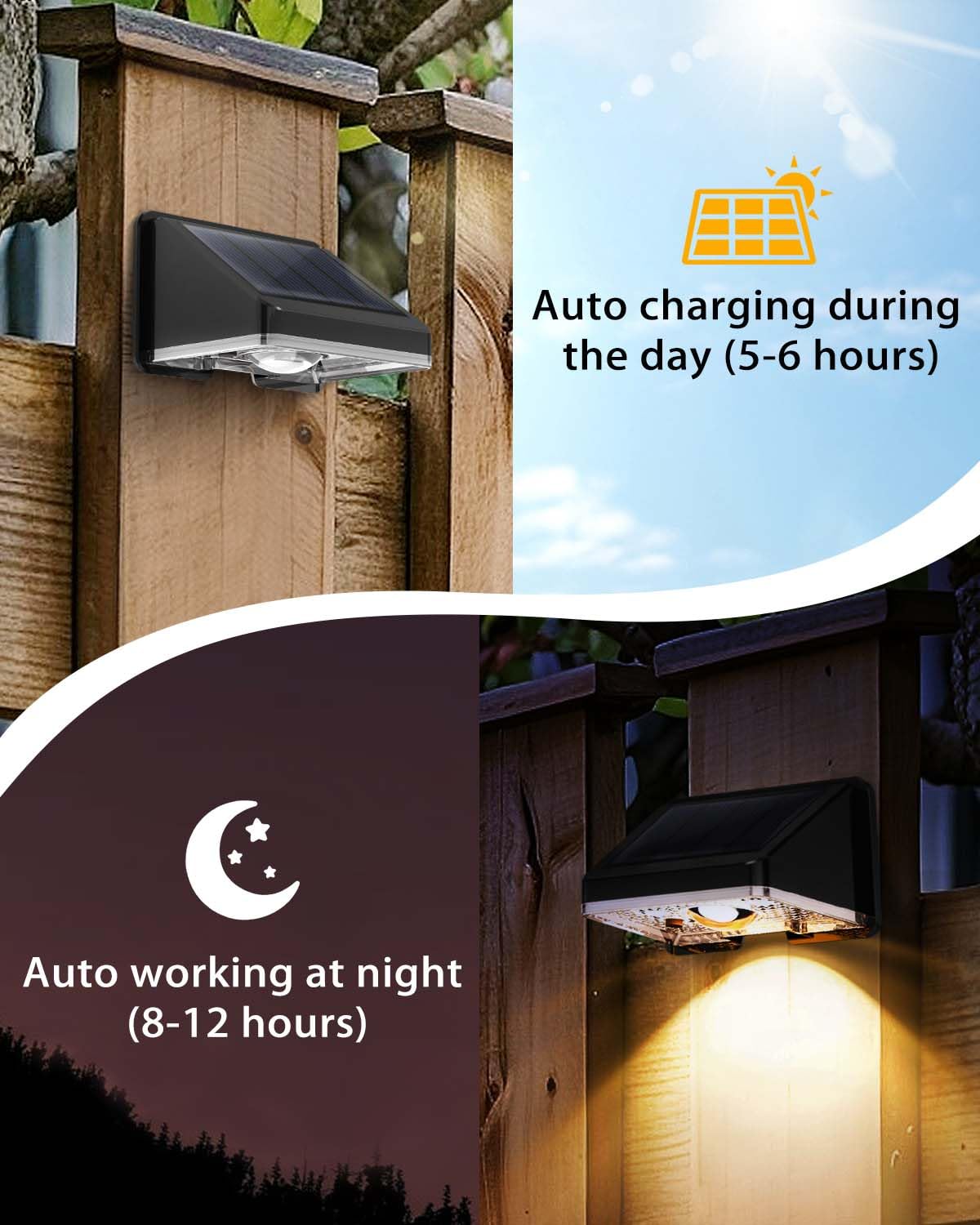 Solar Fence Lights Outdoor 12-Pack | Ip67 Waterproof Wall Lights | Dusk To Dawn Auto-On/Off, Easy To Install | Decorative Solar