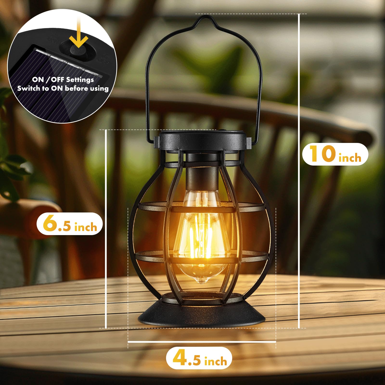 MAGGIFT 2 Pack Solar Lanterns, Waterproof LED Metal Decor Lights, Black, Model MGF-SL-BALL-2P for Outdoor Garden, Patio, Yard
