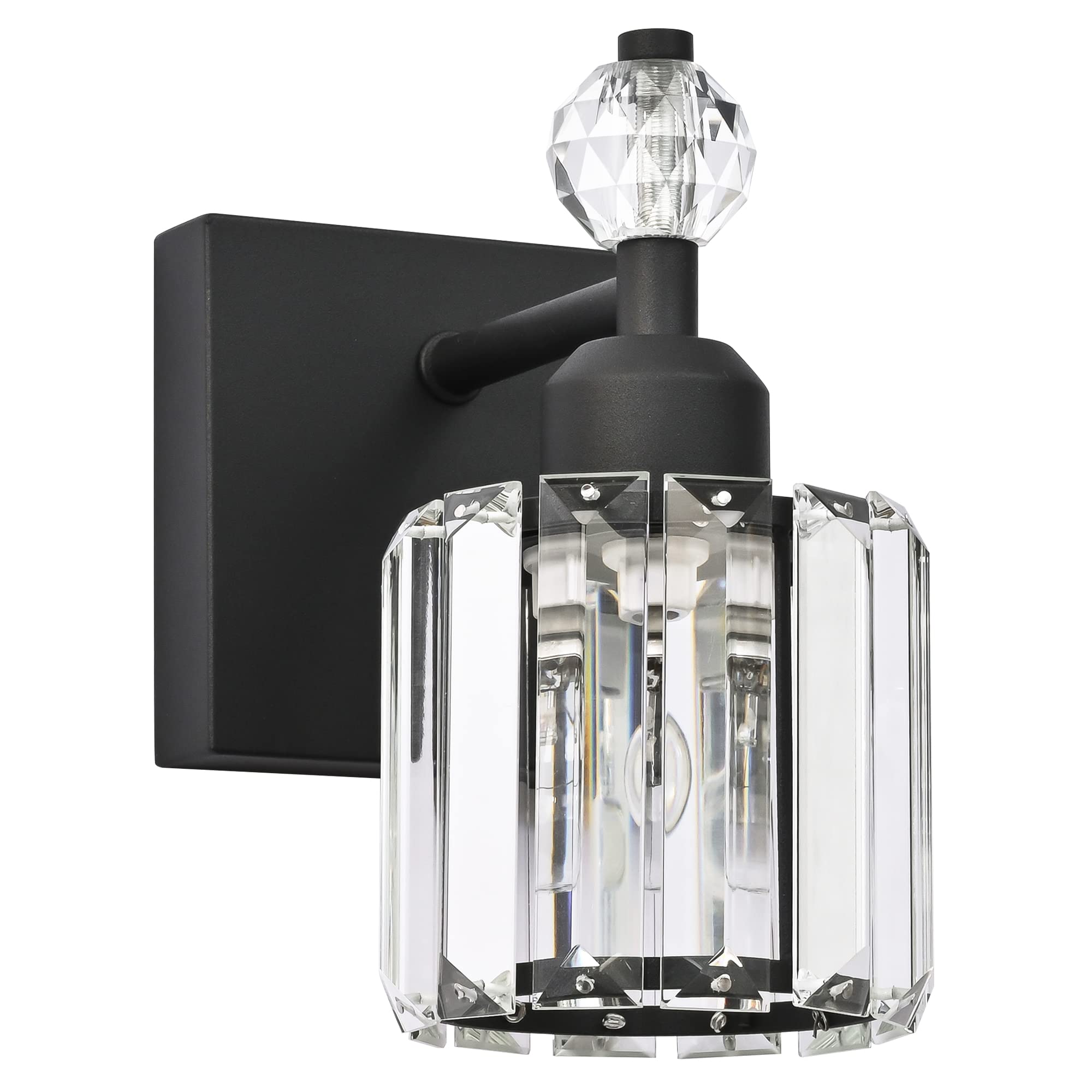 PRESDE Bathroom Vanity Lights Modern Crystal 1-Light Metal Fixture Black