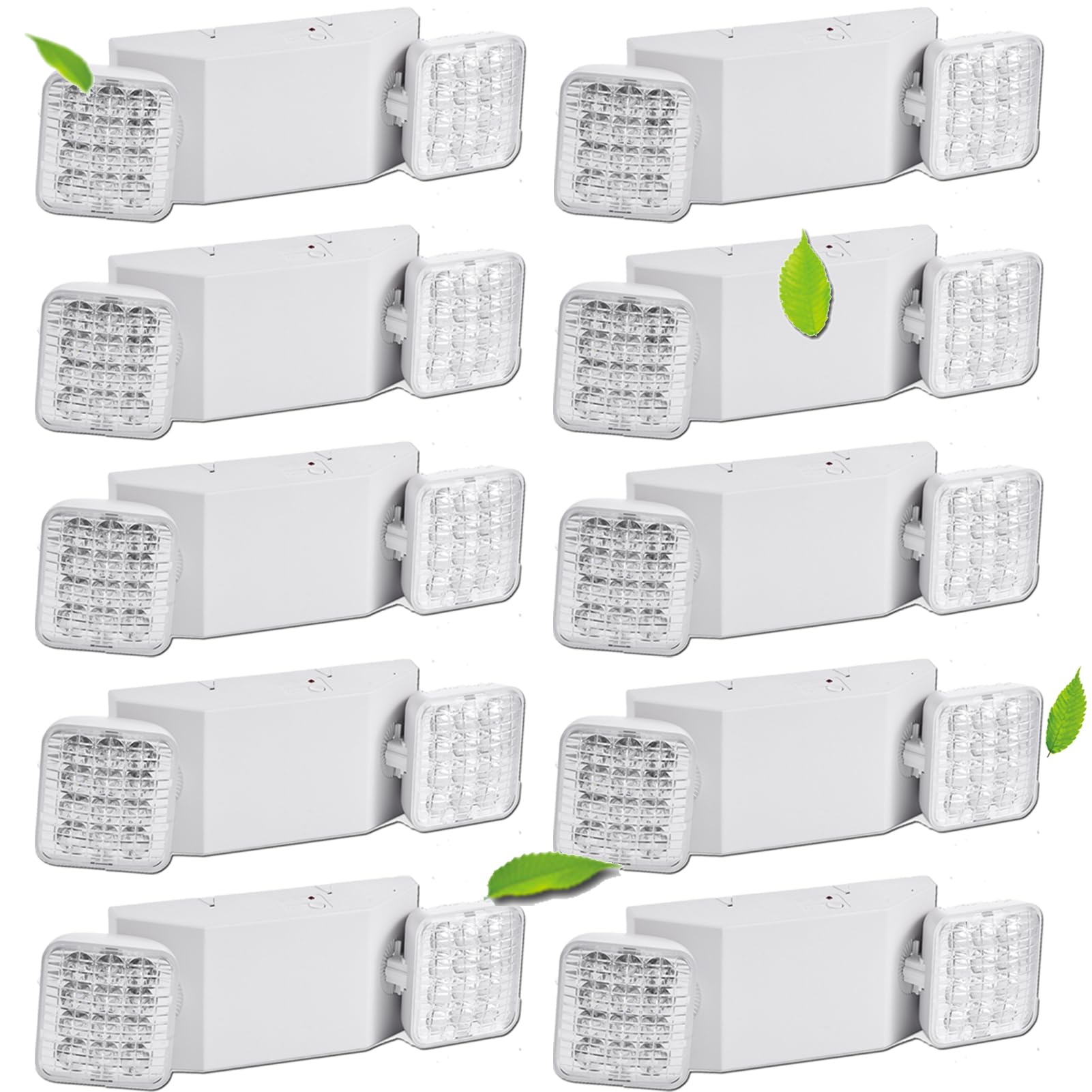Fyngntny LED Emergency Light Fixture - Commercial & Exit Sign Lights with Battery Backup (Square 2 Head) - Adjustable for Home &