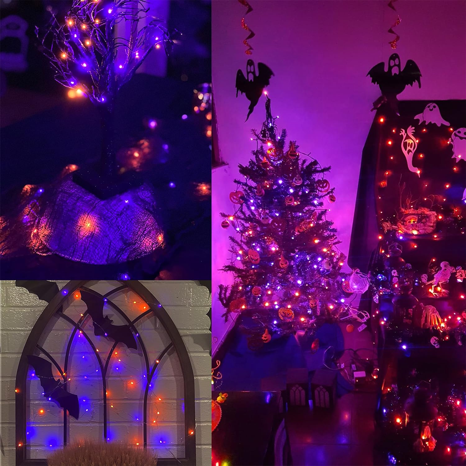WATERGLIDE 24 Pack Halloween Fairy Lights Battery Operated (Included), 6.5ft 20 LED Mini Firefly Starry String Lights, Waterproo