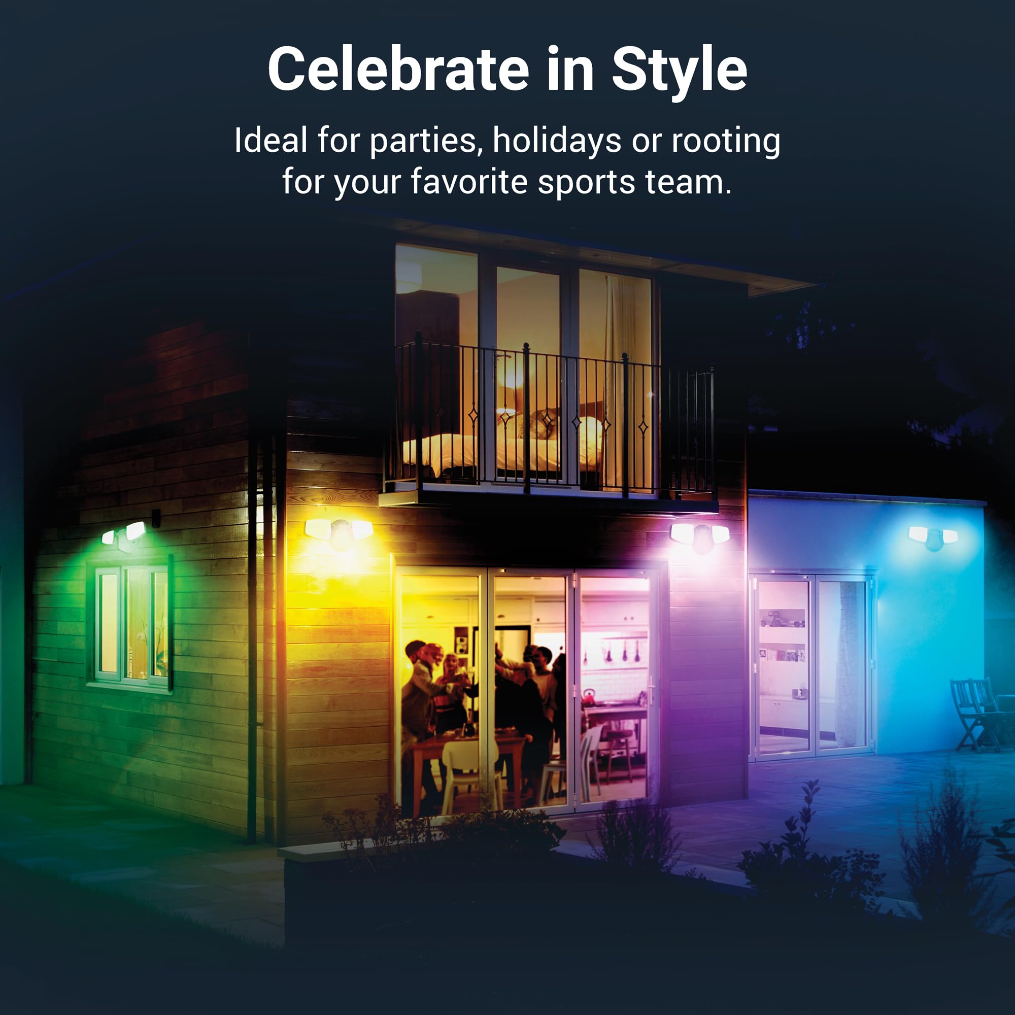 Halo Esf Wiz Motion Smart Wifi Color Changing Led Security Floodlight For Outdoors - White - Esf2Argbwmw-Wiz