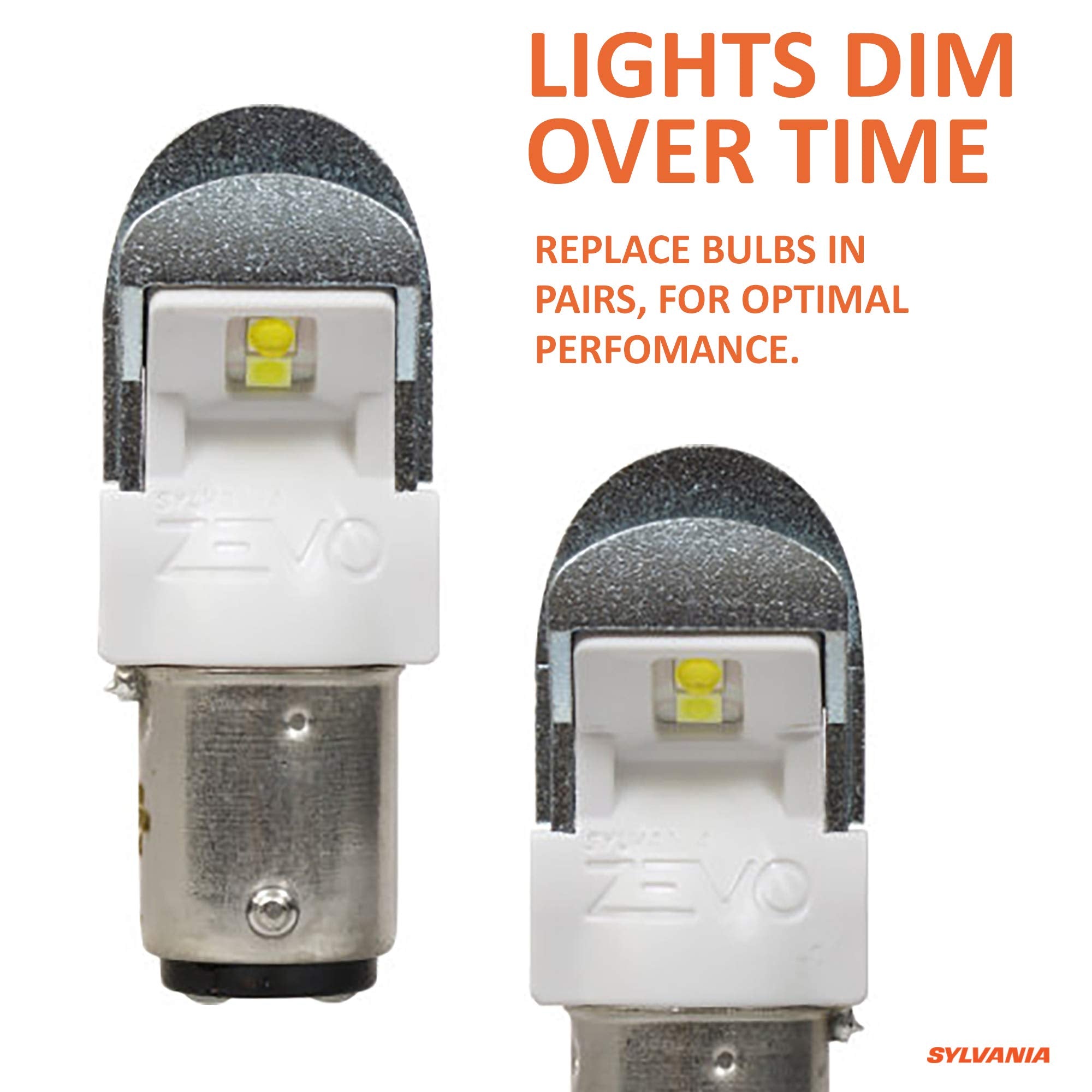SYLVANIA 2057 ZEVO LED Bulb - Bright White, Ideal for DRL & Reverse Lights, 2-Pack