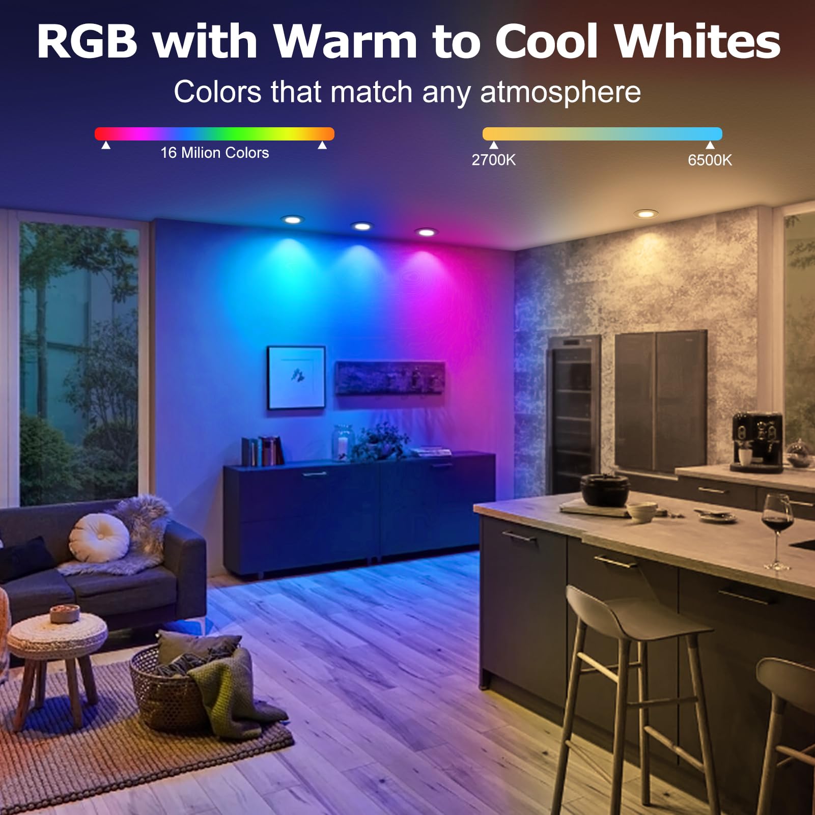 Lightingwill 2 Inch Led Recessed Lighting  Smart Wifi Led Downlight  5W Ceiling Light Compatible With Alexa/Google Assistant  Dimmable Rgb & 2700K-6500K  120V With Driver (1 Pack)