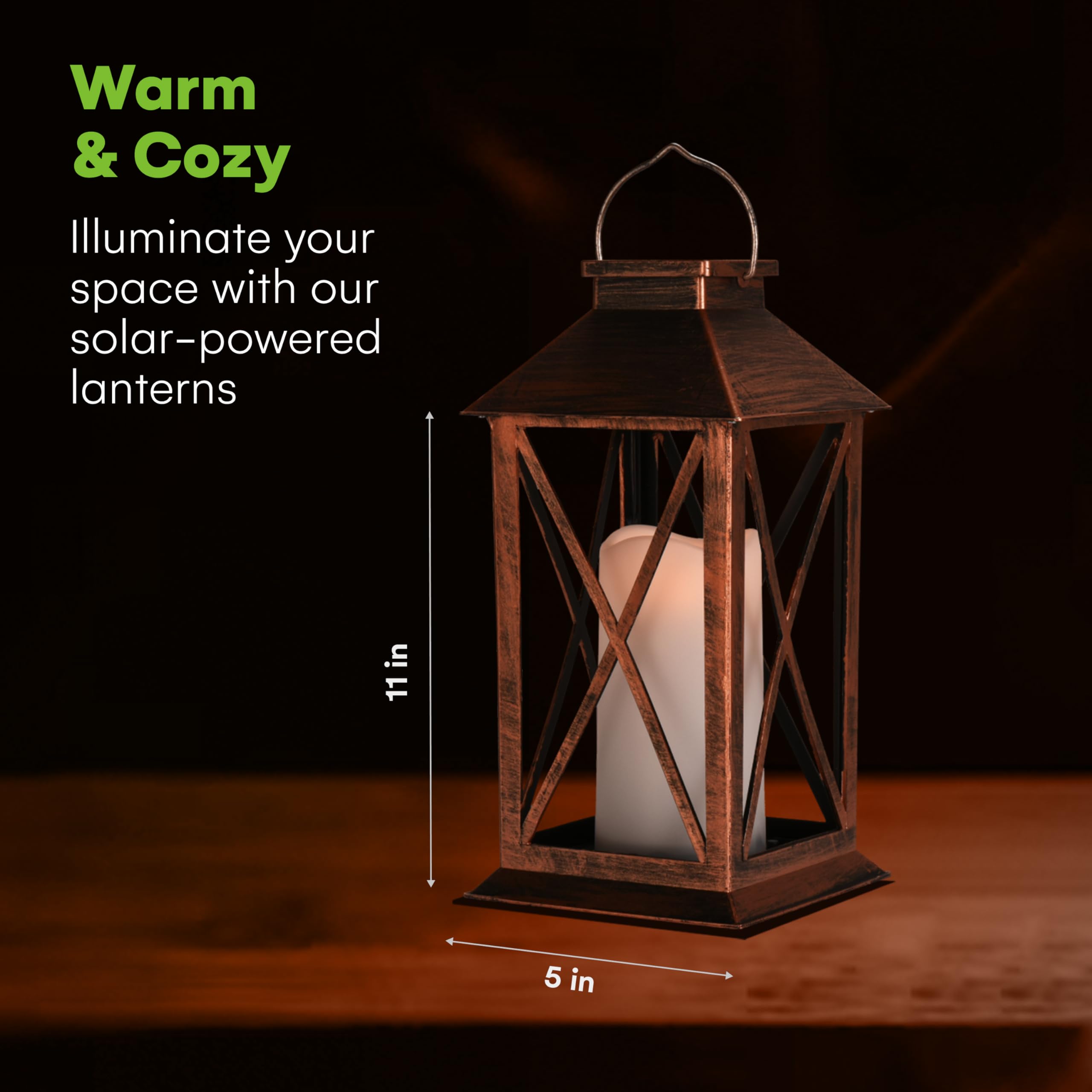 Steadydoggie - Solar Lantern Waterproof - Decorative X Pattern Hanging Patio Lights Or Table Lamp - Illuminated No Cords Jar Lan