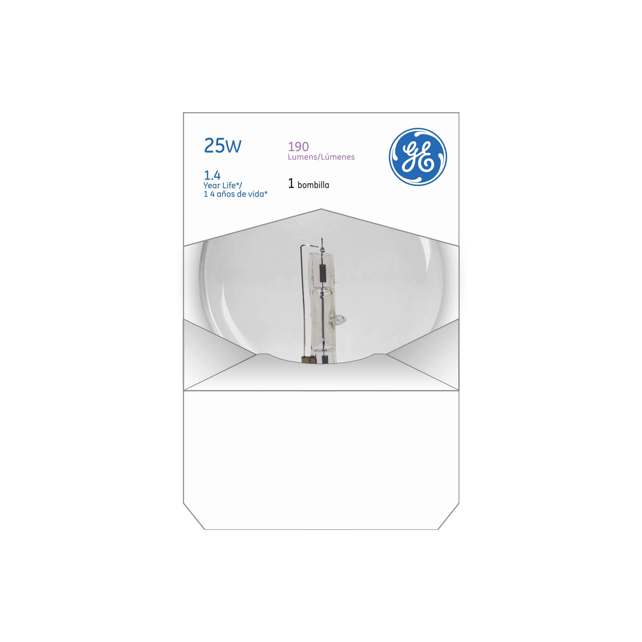 GE Lighting Incandescent G25 Bulbs, Clear Glass, Pack of 6, Model 12983