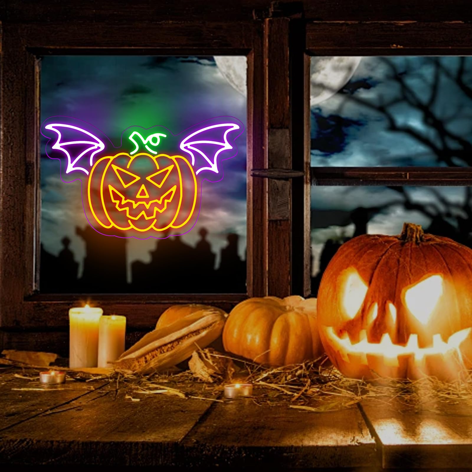 Pumpkin Neon Sign  Happy Halloween Neon Sign  Wall Decor For Bedroom & Party  Halloween Party Decor Led Lights  Kids Room Neon Light Sign For Thanksgiving Bedroom Gaming Room Man Cave Bar