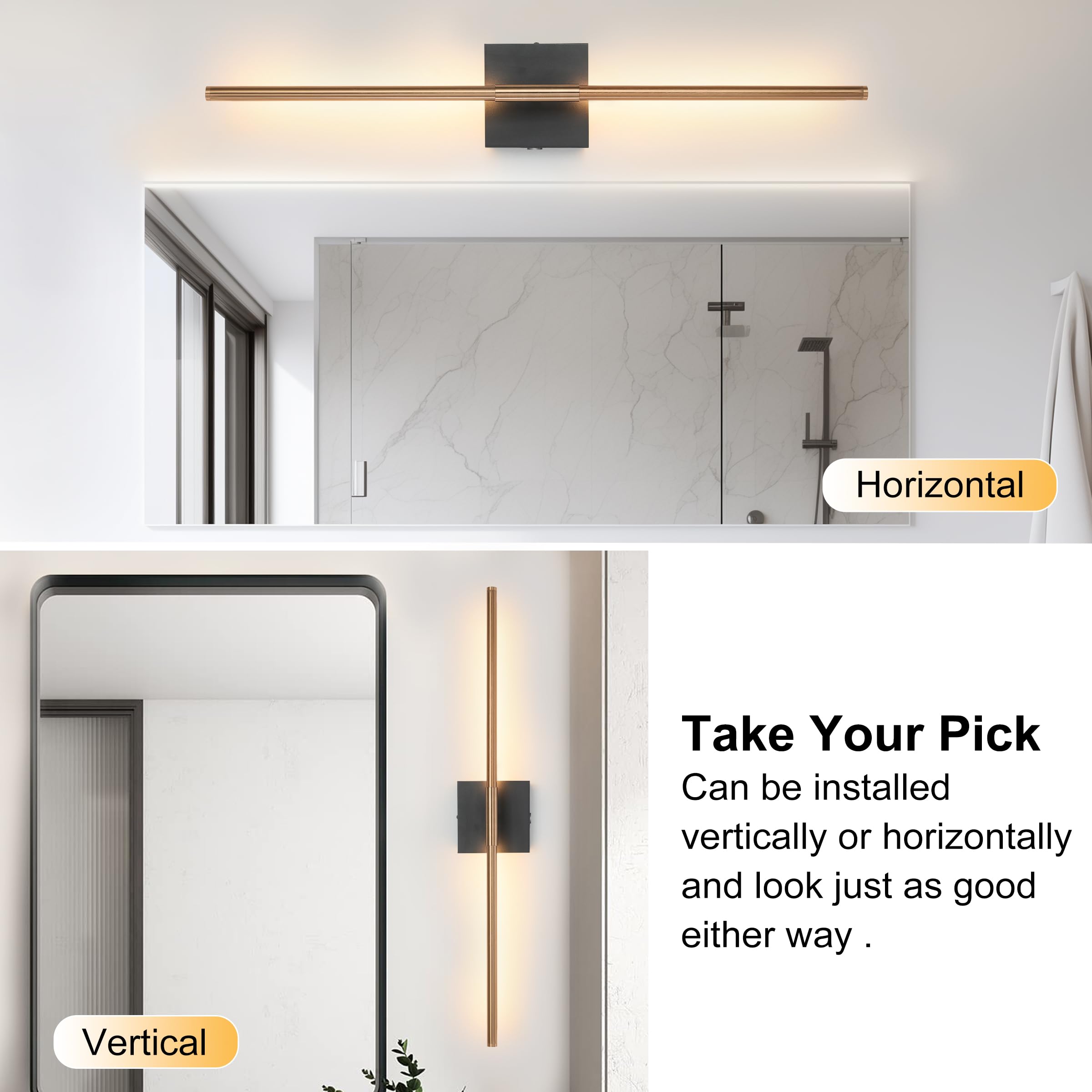 15800 mAh Battery Operated Wall Sconces with Remote Control, Dimmable Wall Sconces Set of Two 3000K LED Matte Black and Brass Go