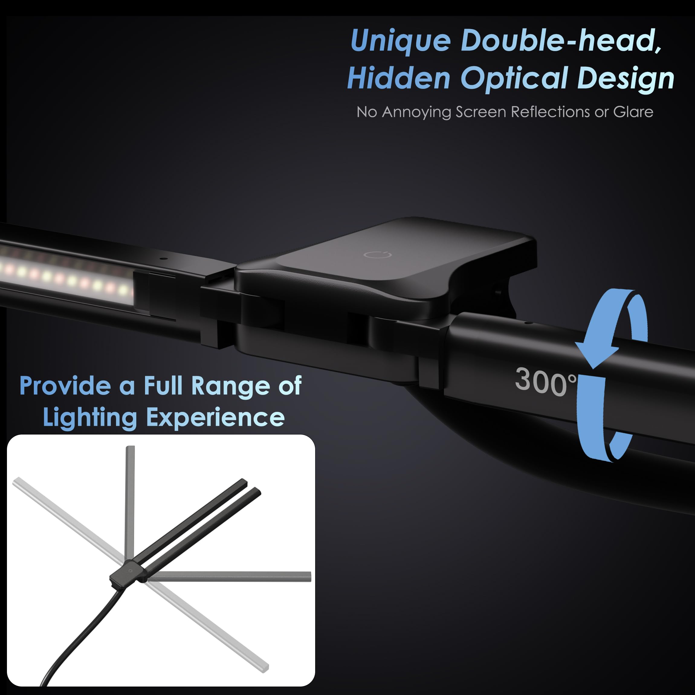 Eyocean Desk Lamp With Clamp, 31.5'' Led Desk Lamp For Home Office, 24W Double Head Desk Light, Dimmable & Color Temperature, Ta