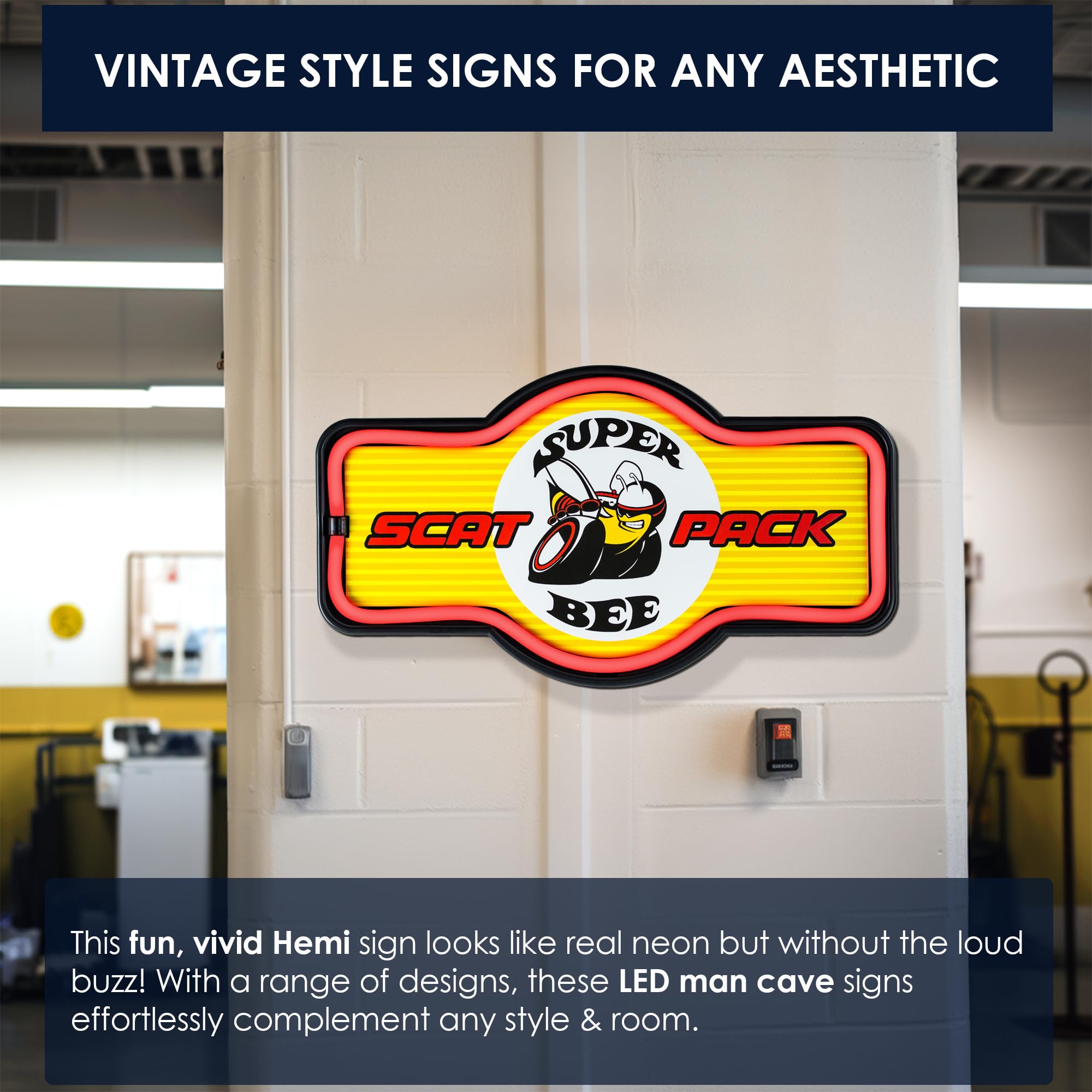 American Art Decor Led Neon Rope Sign - Vintage Super Bee Wall Light For Man Cave & Bar