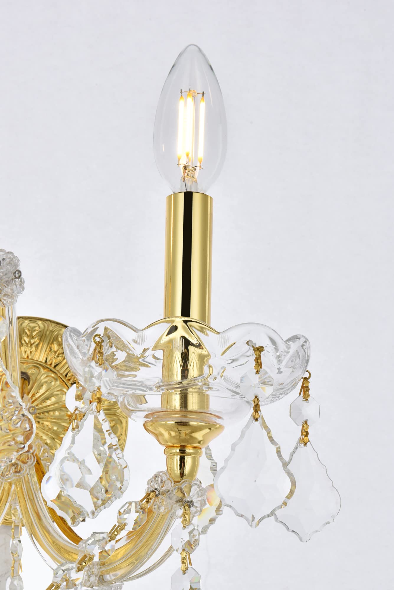 Elegant Lighting 2800W2G/RC Maria Theresa 16-Inch High 2-Light Wall Sconce, Gold Finish with Crystal (Clear) Royal Cut RC Crysta
