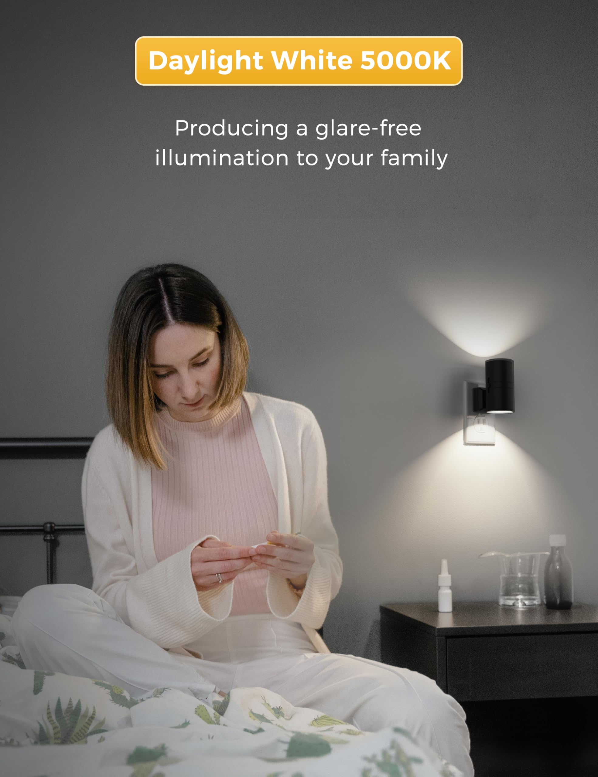 L Lohas Led Night Light, Bright Night Light, Night Lights Plug Into Wall, 5000K Daylight White, Dimmable Night Lights With Light