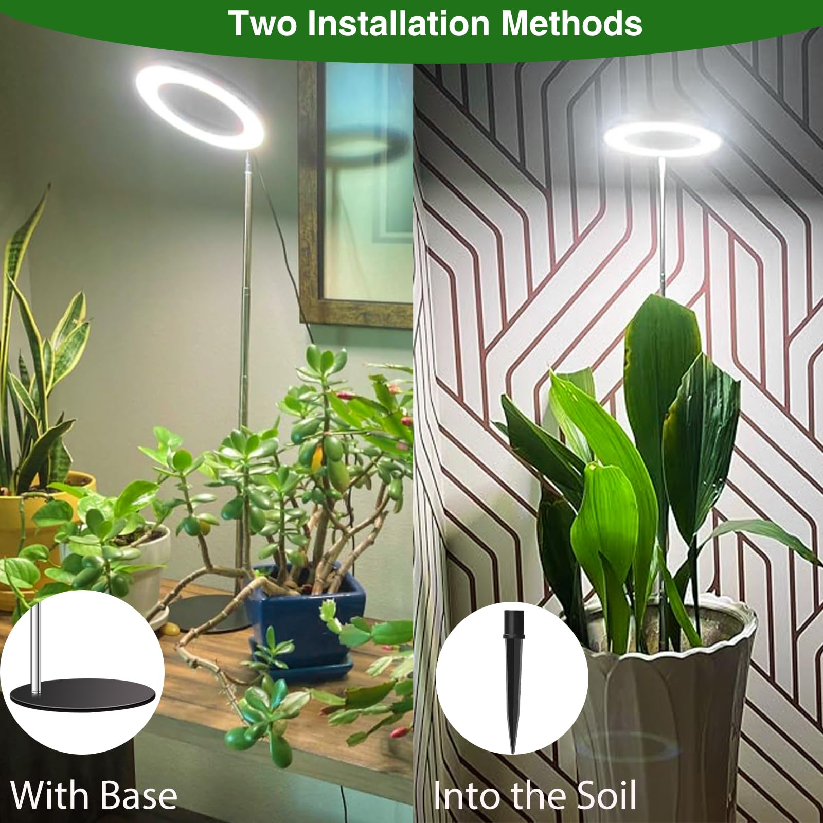 Aokrean Full Spectrum Grow Light, 2 in 1 Desktop Lamp, Auto Timer, 5 Brightness, Height Adjustable 9.8"-37.4", Aluminum, 1 Pack