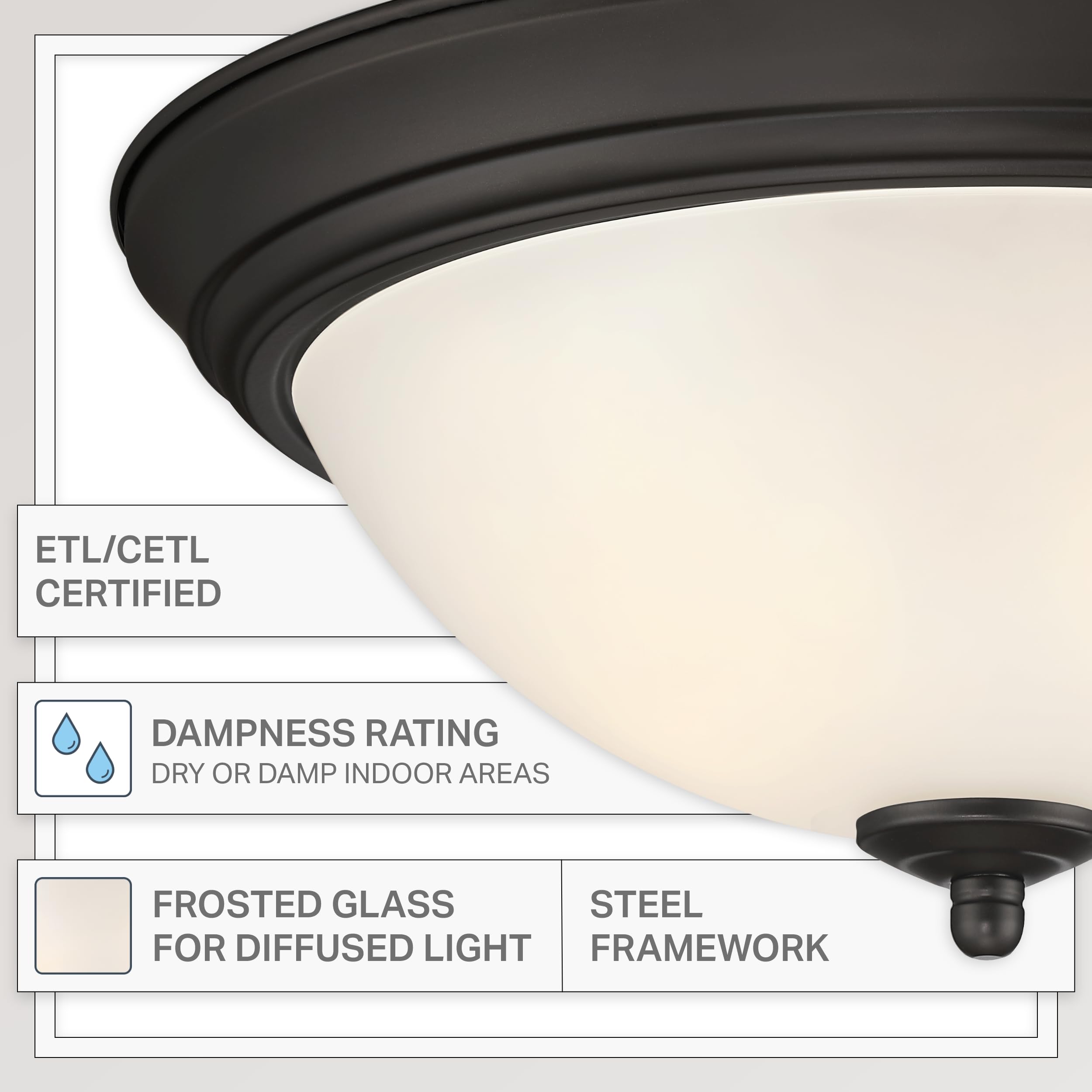 Designers Fountain Flush Mount Ceiling Light, 2-Pack, 11 Inch Led Frosted Glass Lighting Fixture For Kitchen, Bedroom, Bathroom, And Hallway, Oil Rubbed Bronze, D333M-11Fm-Orb2