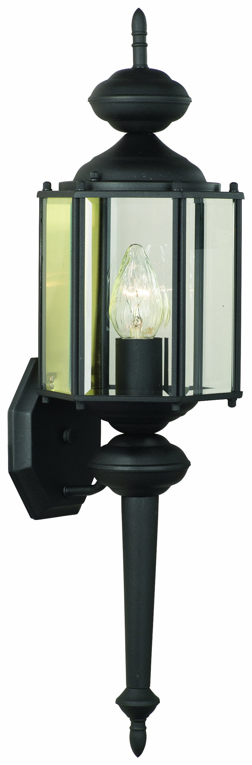 Elk Home Brentwood 1-Light Outdoor Wall Lantern - 25.75-Inch Traditional Coach Light in Matte Black with Beveled Glass Panels, E