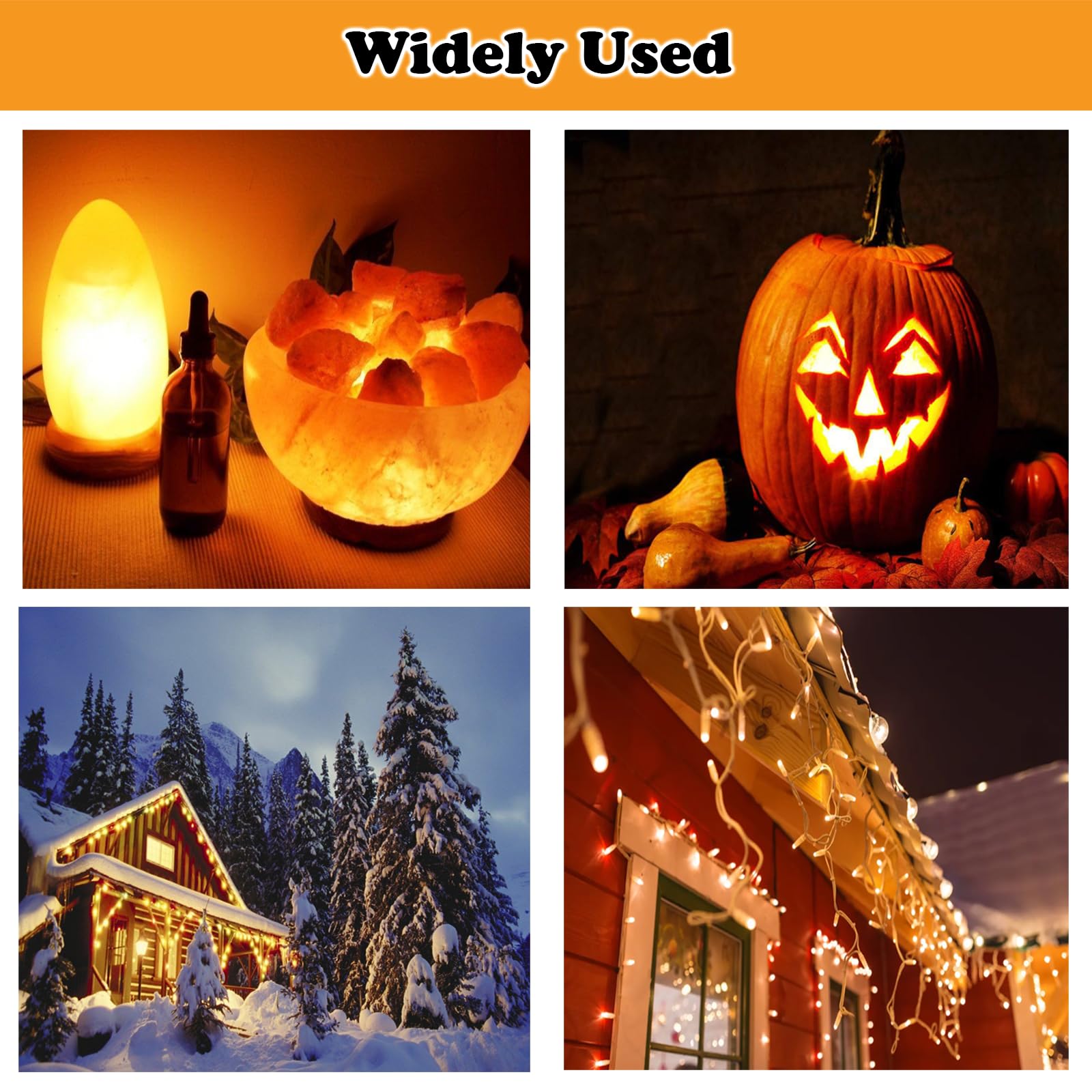 SANJOON C7 Christmas Village String Lights, 4 LED Bulbs, 7.8FT White Cord, Copper Material, 2PCS with Spare Fuse