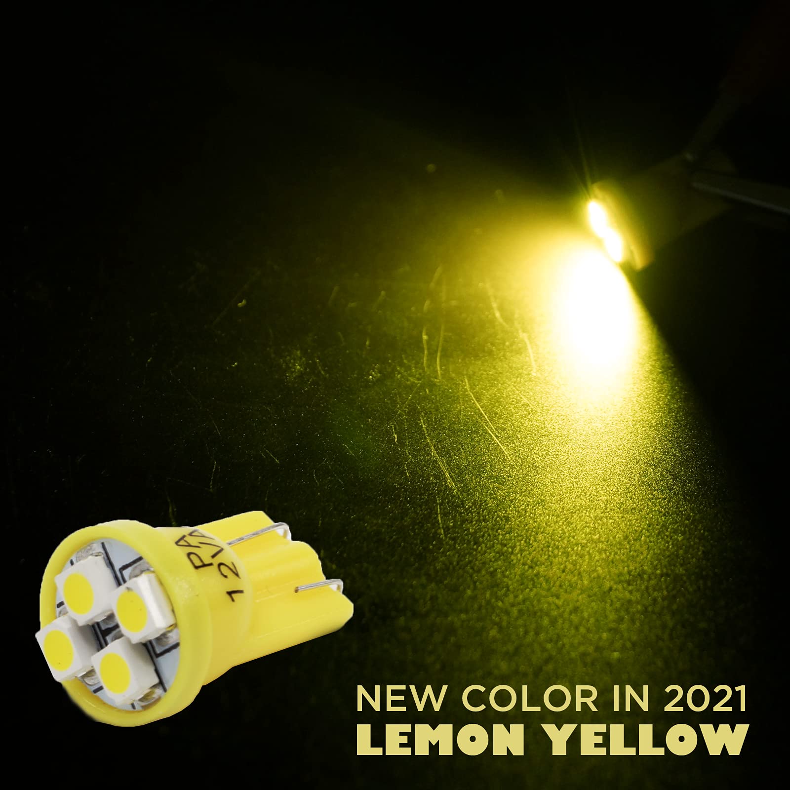 Pa Led 6Pcs T10 168 194 Led Instrument Panel Dash Light Bulb 1/2&quot; Twist Lock Socket -12V (Golden Lemon Yellow)
