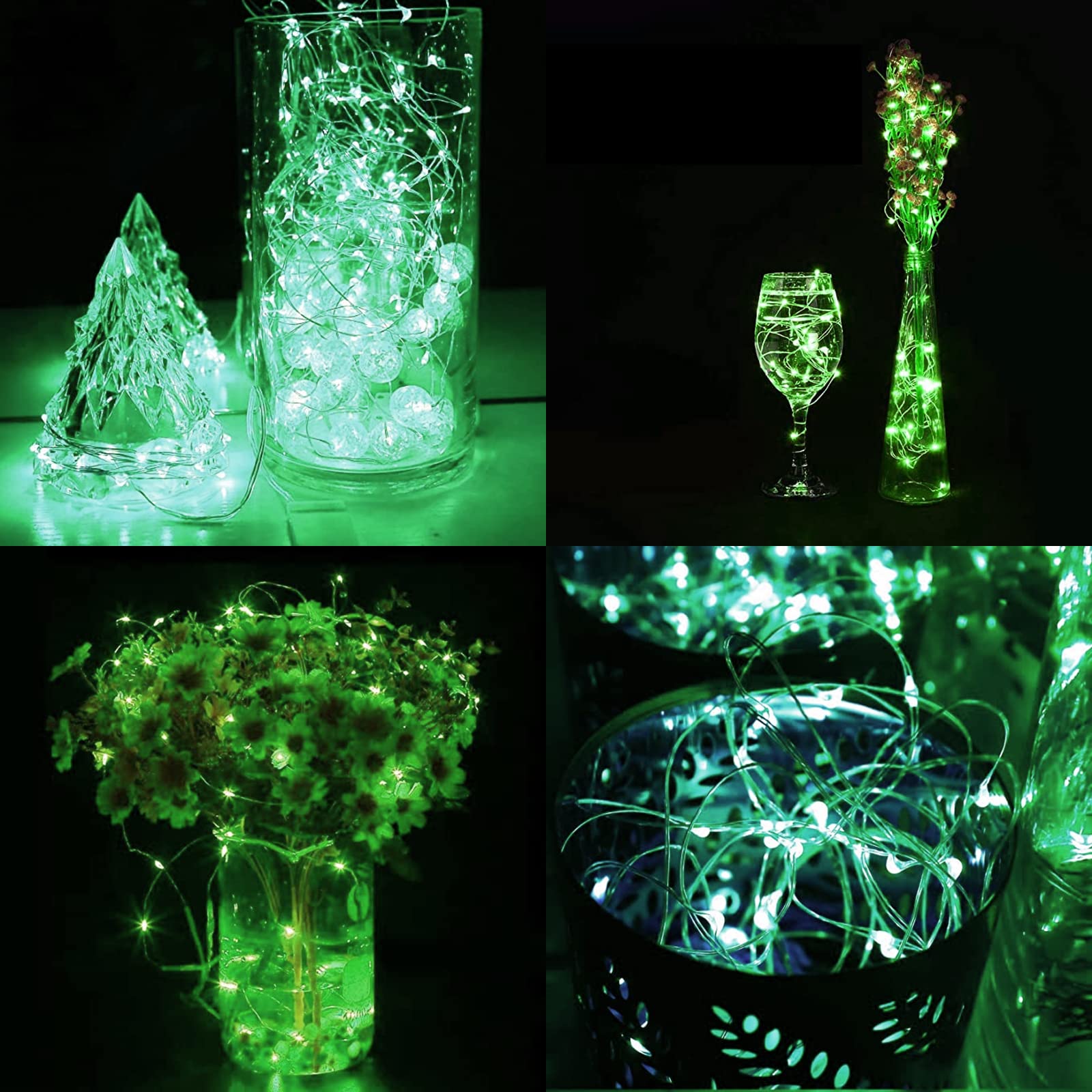MAY CLAFFY Green Fairy Lights - 33ft 100 LED Twinkle String Lights, 8 Modes, USB Copper Decor for Indoor Bedroom & St. Patrick's Day