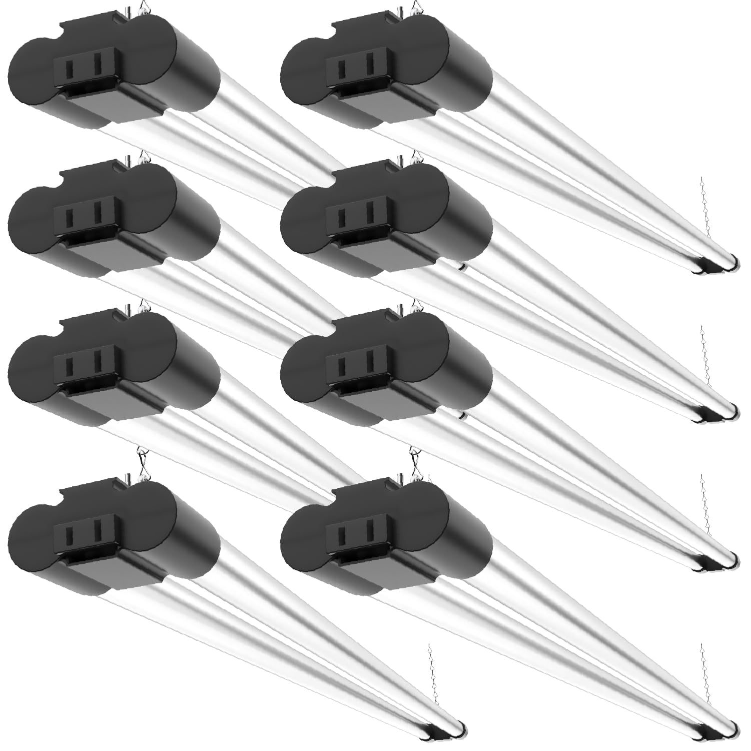 Sunco 8 Pack Linkable LED Utility Shop Light, 4500 LM, 5000K Daylight, 4 FT, 48 Inch Integrated Fixture for Garage, 40W Equivale