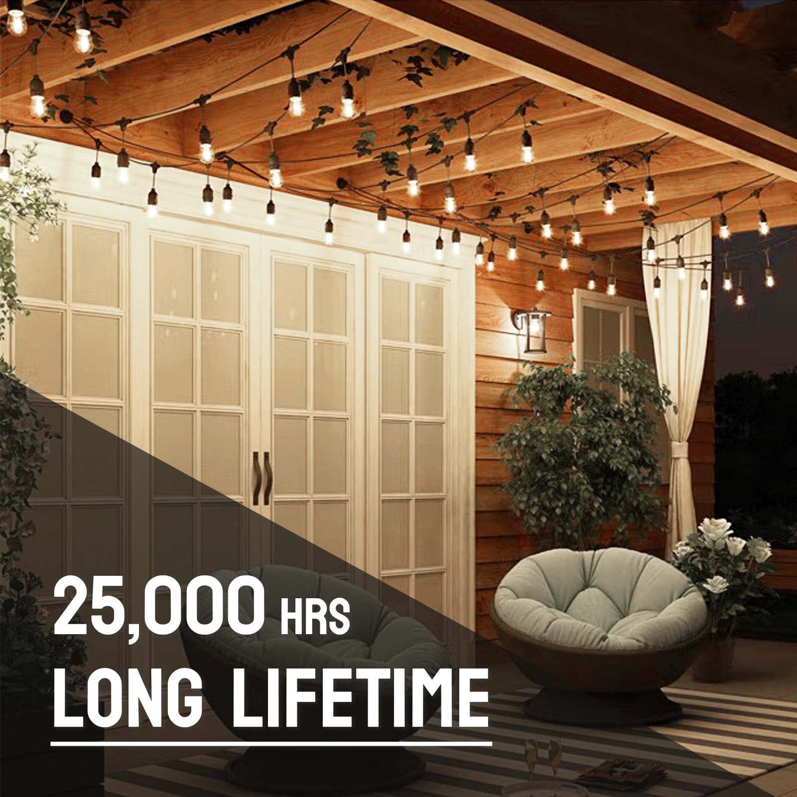 Visther 30-Pack S14 Outdoor Waterproof String Light Bulbs, E26 Base, Warm White, 1W 120V