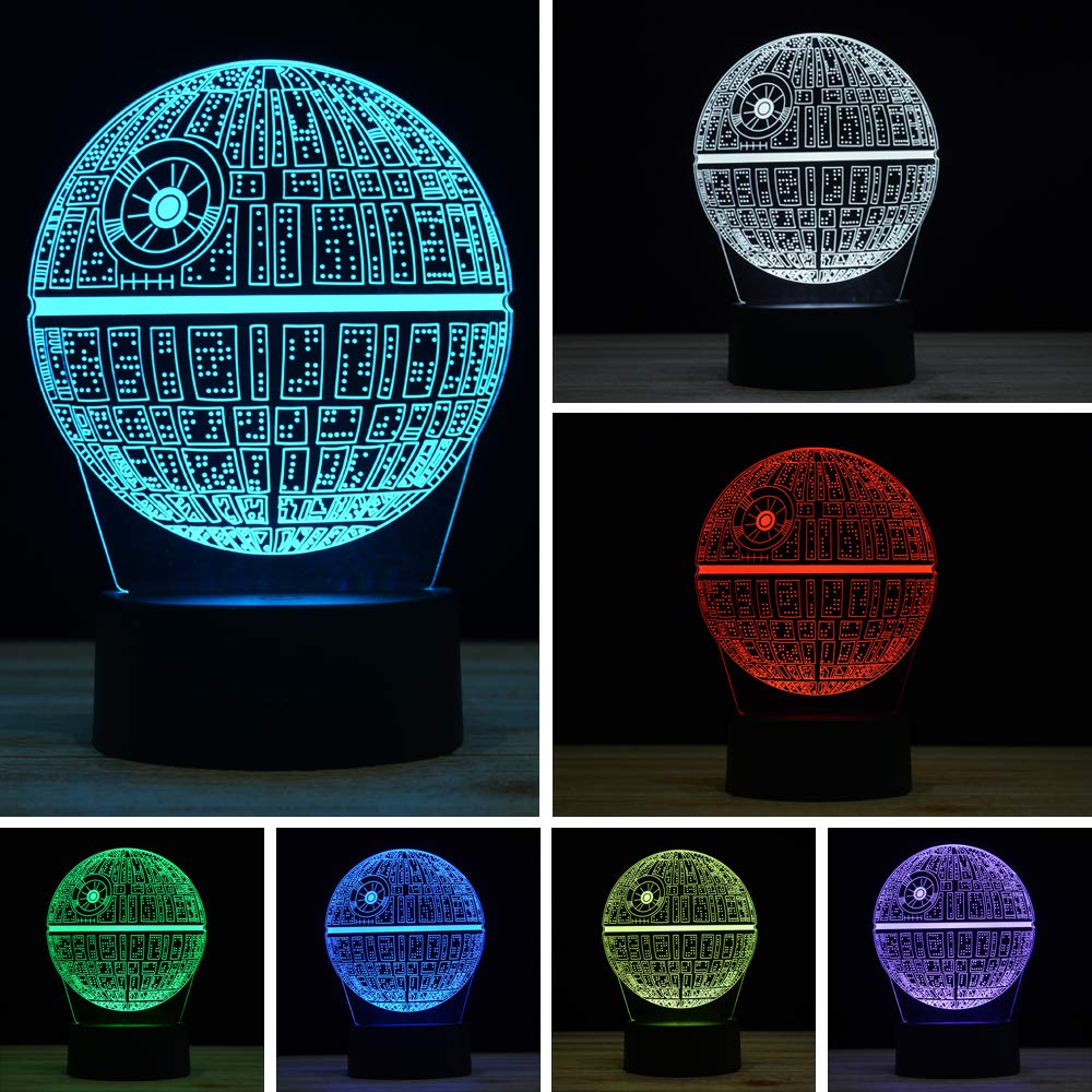 XINYUANLAI 3D Illusion Night Light Desk Lamp, 7 Colors Auto Gradual Changing USB Powered LED Lights with Touch Switch for Kids G