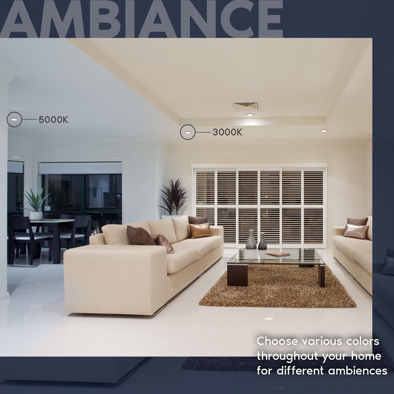 LUXRITE 6 Inch LED Disk Lights, Dimmable, 5CCT 2700K-5000K, 12.5W, 1000LM, Brushed