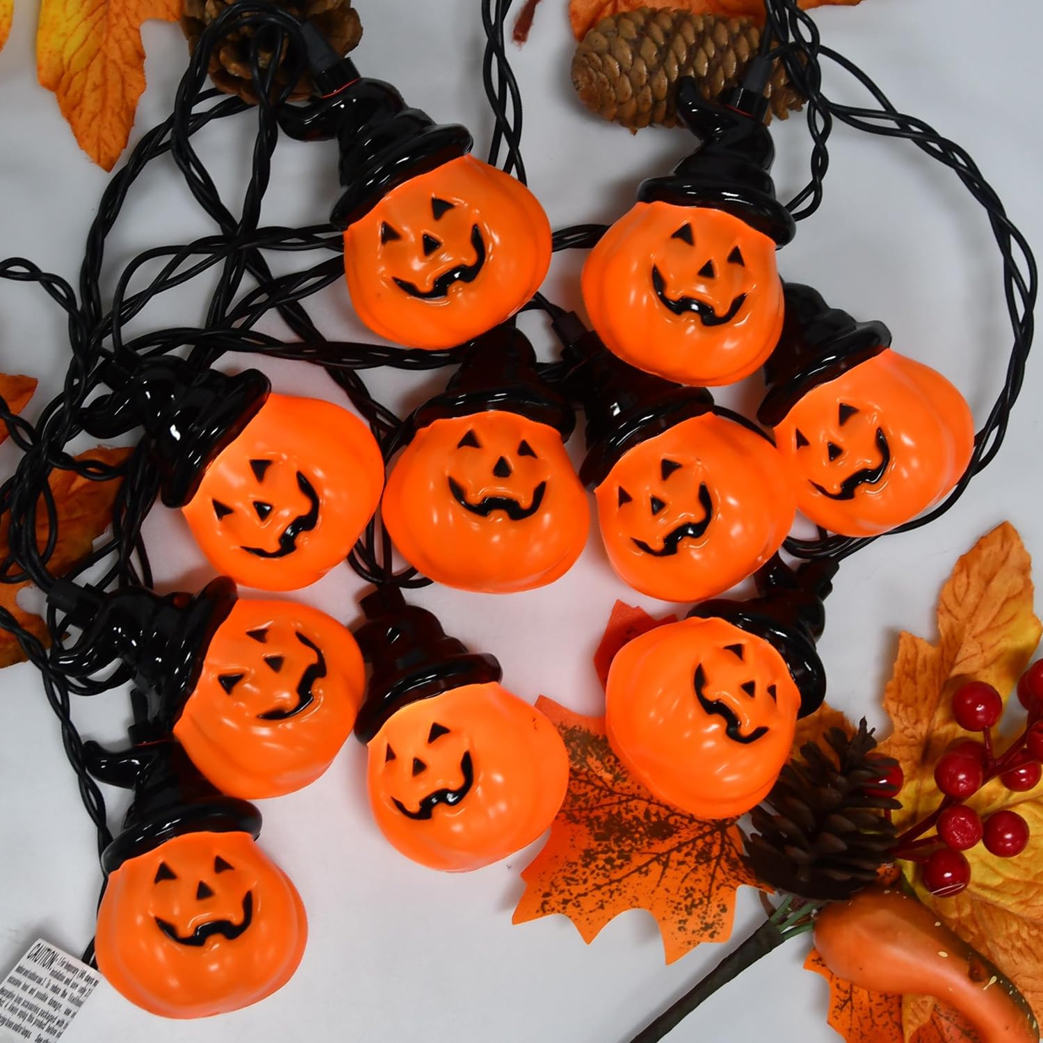 Pasuto Halloween Decorations Lights - Pumpkin String Lights With 10Pcs Cute Pumpkin Lantern Lights, 8.5Ft Jack-O Lantern Lights, Perfect As Halloween Home Party Yard Wall Door Decor Lights
