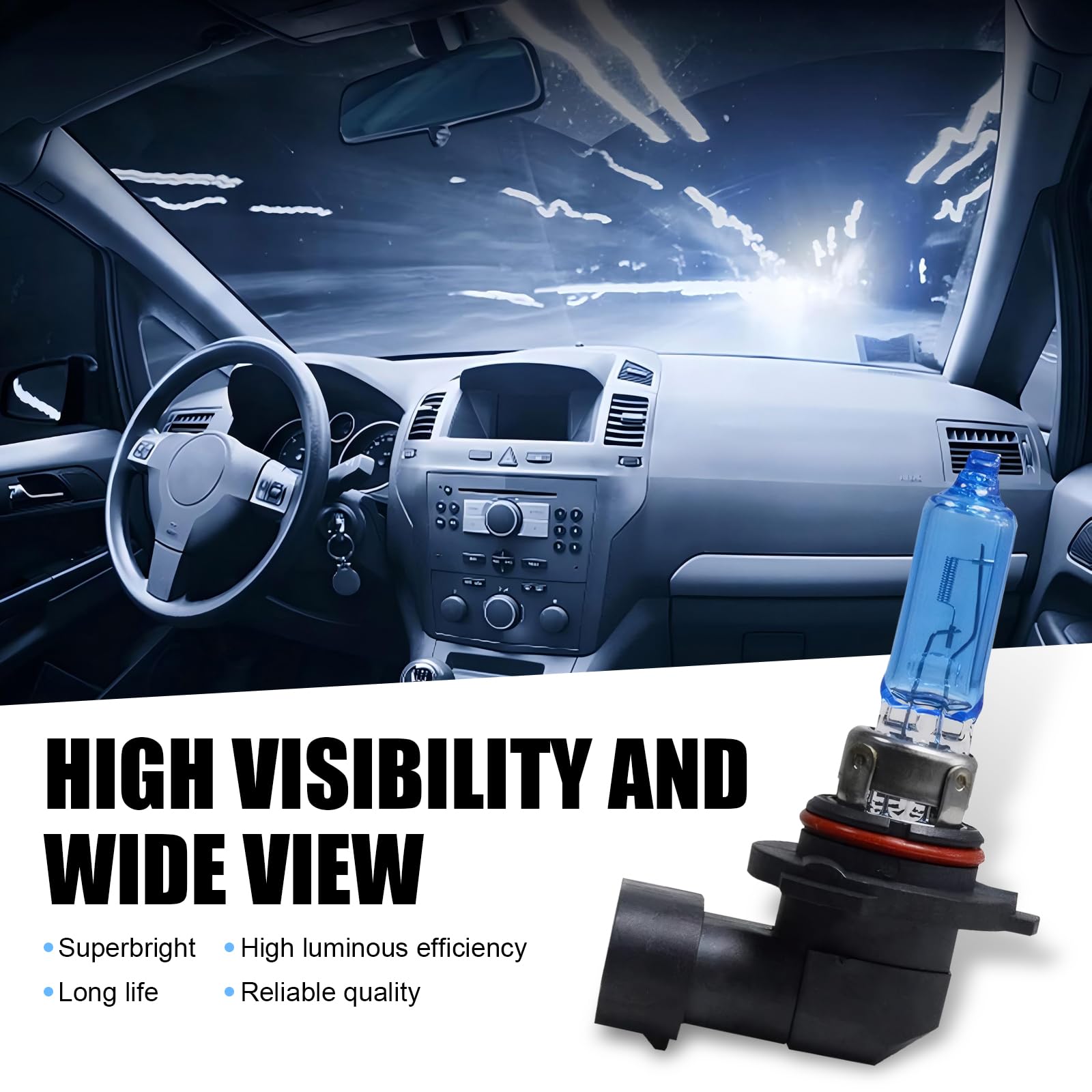 Anyhut HB3/9005 Halogen Fog Light Bulb, 12V 100W, White, Plug and Play, Universal Fit for Most Cars