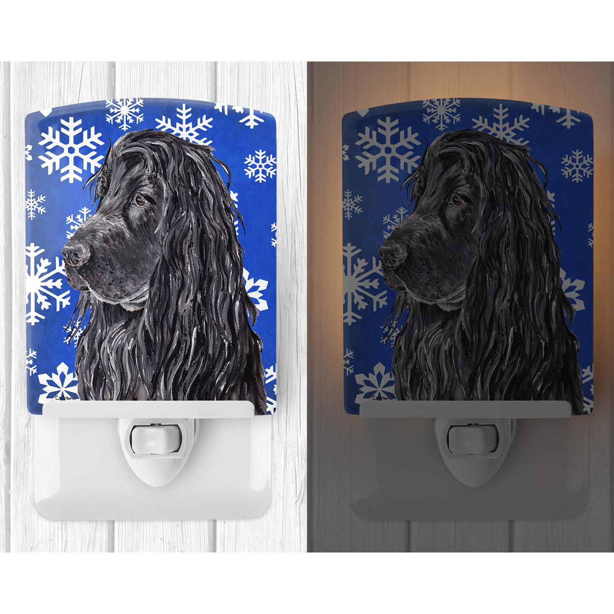 Carolines Treasures Ceramic Night Light Black Cocker Spaniel 6x4x3in Multicolor Model SC9597CNL UL-Certified for Bedroom, Bathroom, Nursery
