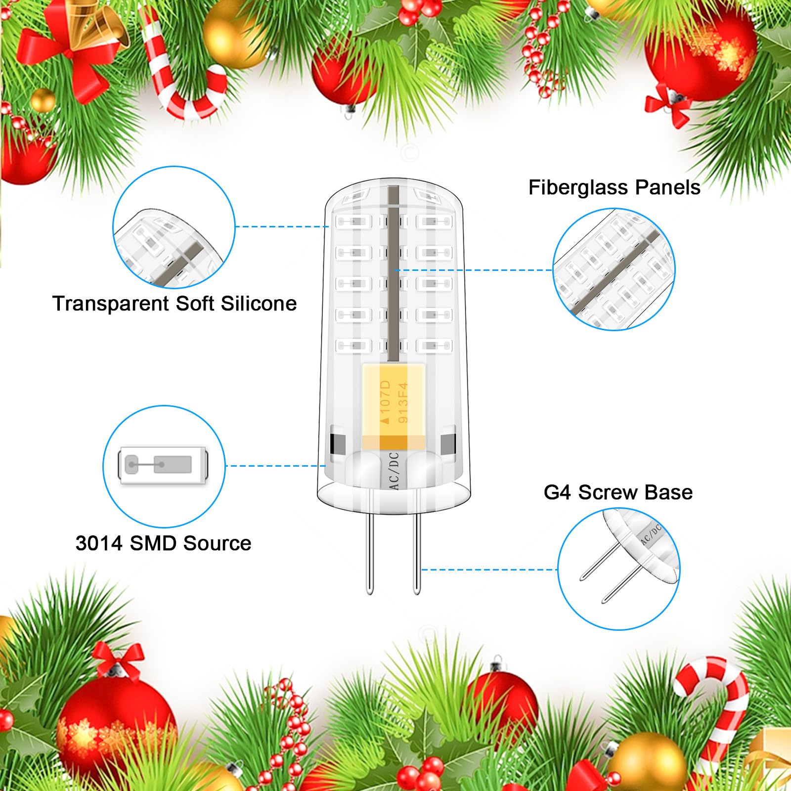 Brolskun G4 Led Bulb Green Light Party Decorations Lighting Holiday 12V Jc Bi-Pin Base Light Bulbs 2W Ac/Dc 12V 20W-30W T3 Halogen Bulb Replacement Landscape Bulbs  6-Pack