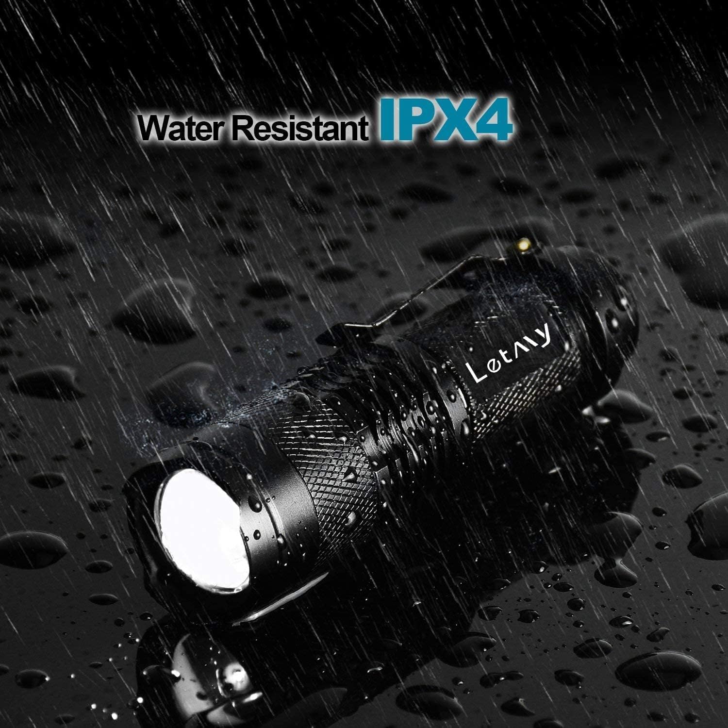 LETMY Tactical Flashlight - Super Bright LED, Waterproof, Zoomable, 3 Modes, 2 Pack, Aluminum, Clear - Ideal for Hiking, Camping, Emergencies