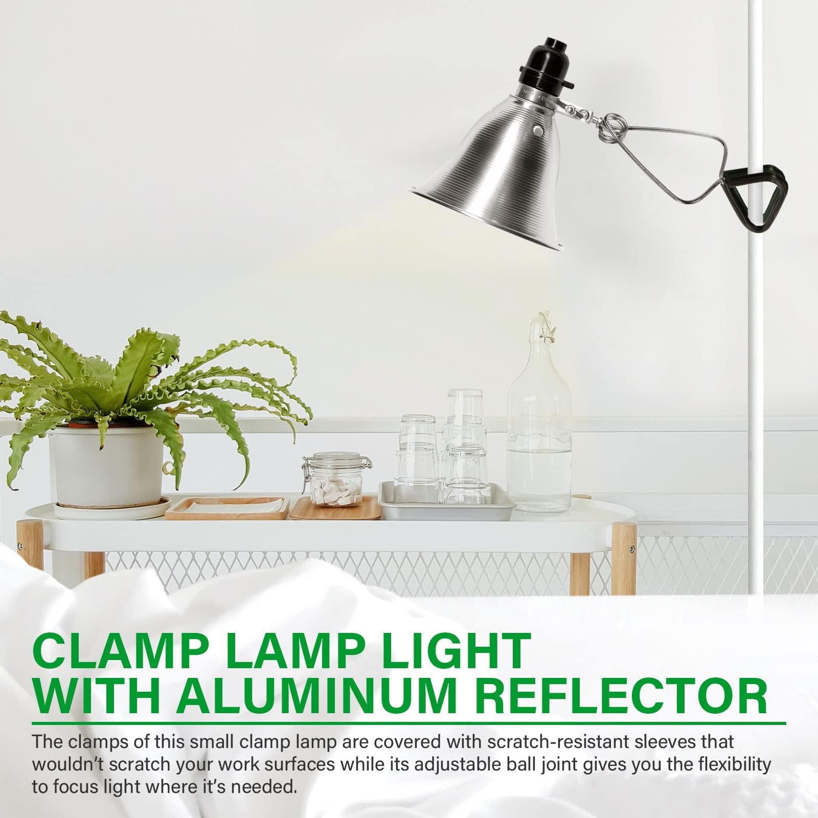 Simple Deluxe Clamp Light With 5.5 Inch Adjustable Aluminum Reflector, Suit For E26 Socket Max 60 Watt Lamp (No Bulb Included),