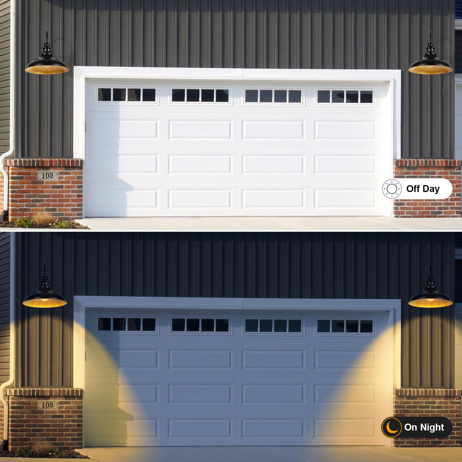 Diyel Outdoor Barn Light Fixture  16 Inch Large Dome Farmhouse Exterior Wall Mount Light  Rustic Wall Sconce Indoor Wall Lighting Fixture  Industrial Black Gold Lantern For Porch  1 Pack