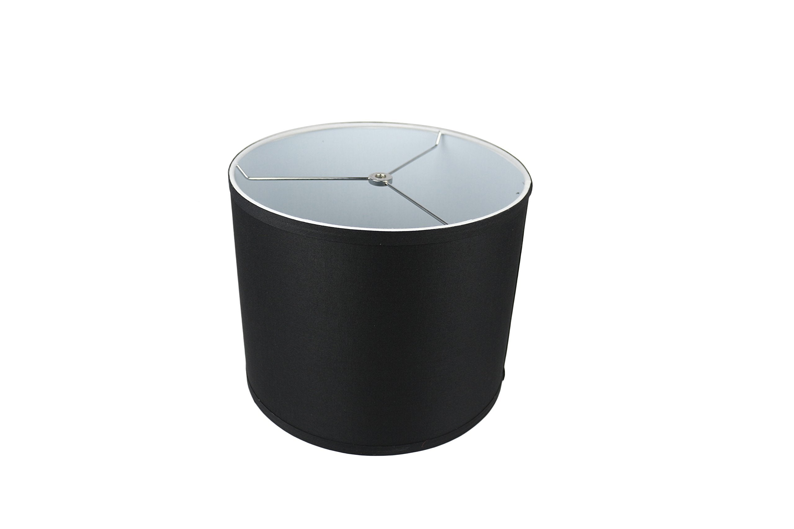 Urbanest Classic Drum Lampshade, Smooth Linen, 12x12x10 Inch, Black, Porcelain and Metal