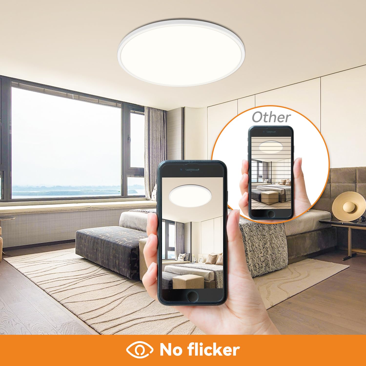 1Pack Led Flush Mount Ceiling Light Fixture, 3000K-4500K-6000K & 150W Equivalent Modern Kitchen Recessed Ceiling Lamp 36W 3600Lm